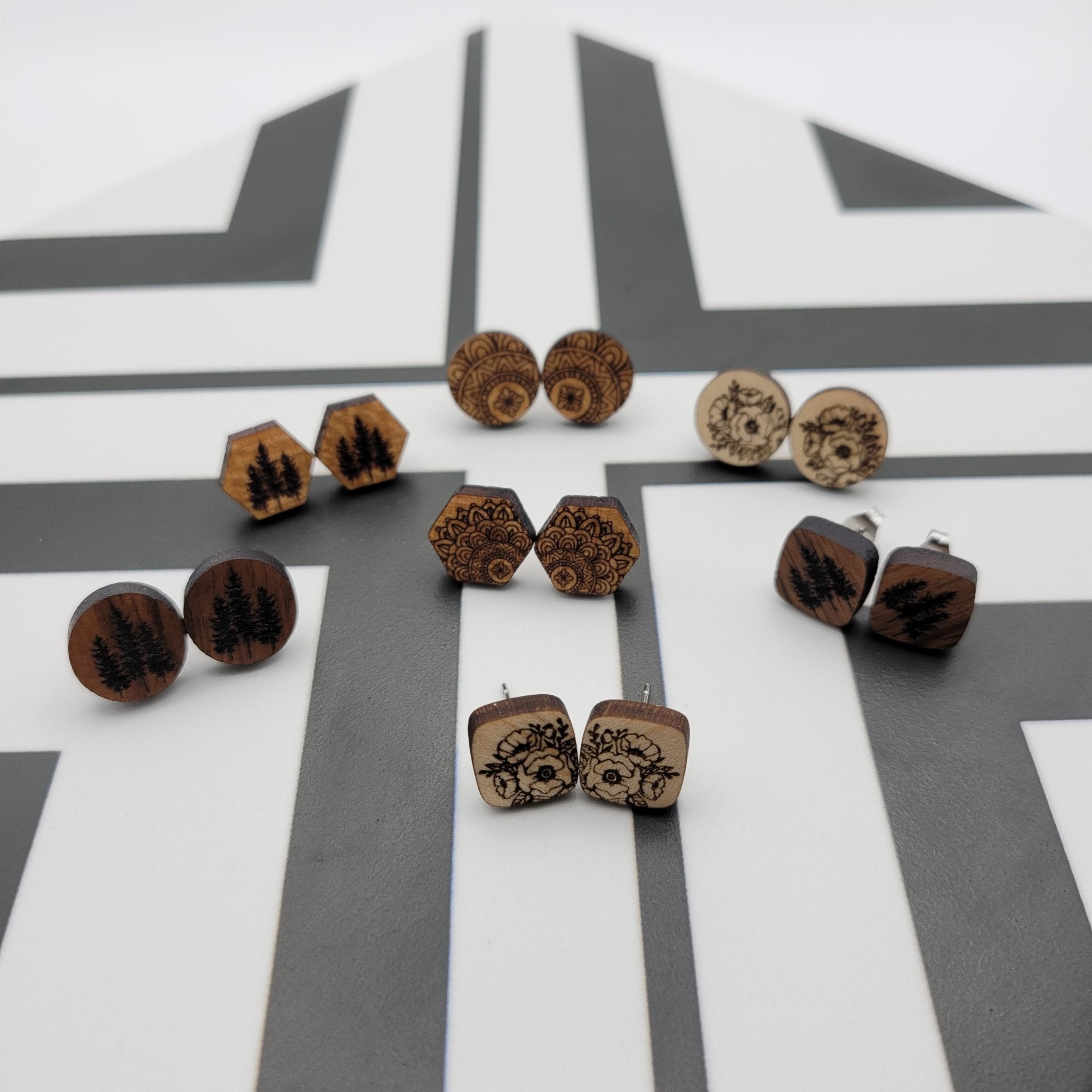 Wood Stud Earrings - 4 Arrows Creations