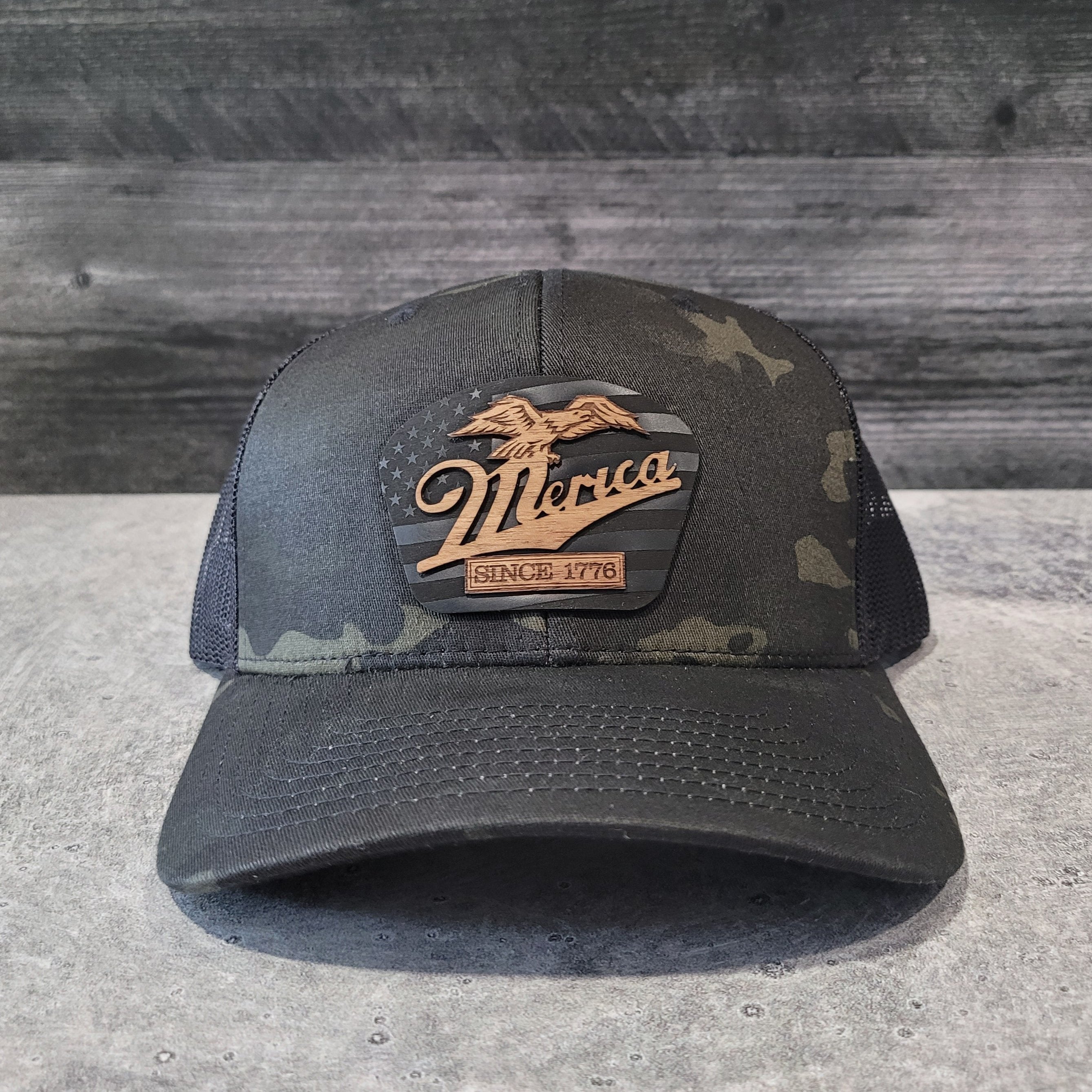 🦅 ‘Merica – Patriotic Wooden Patch Trucker Hat