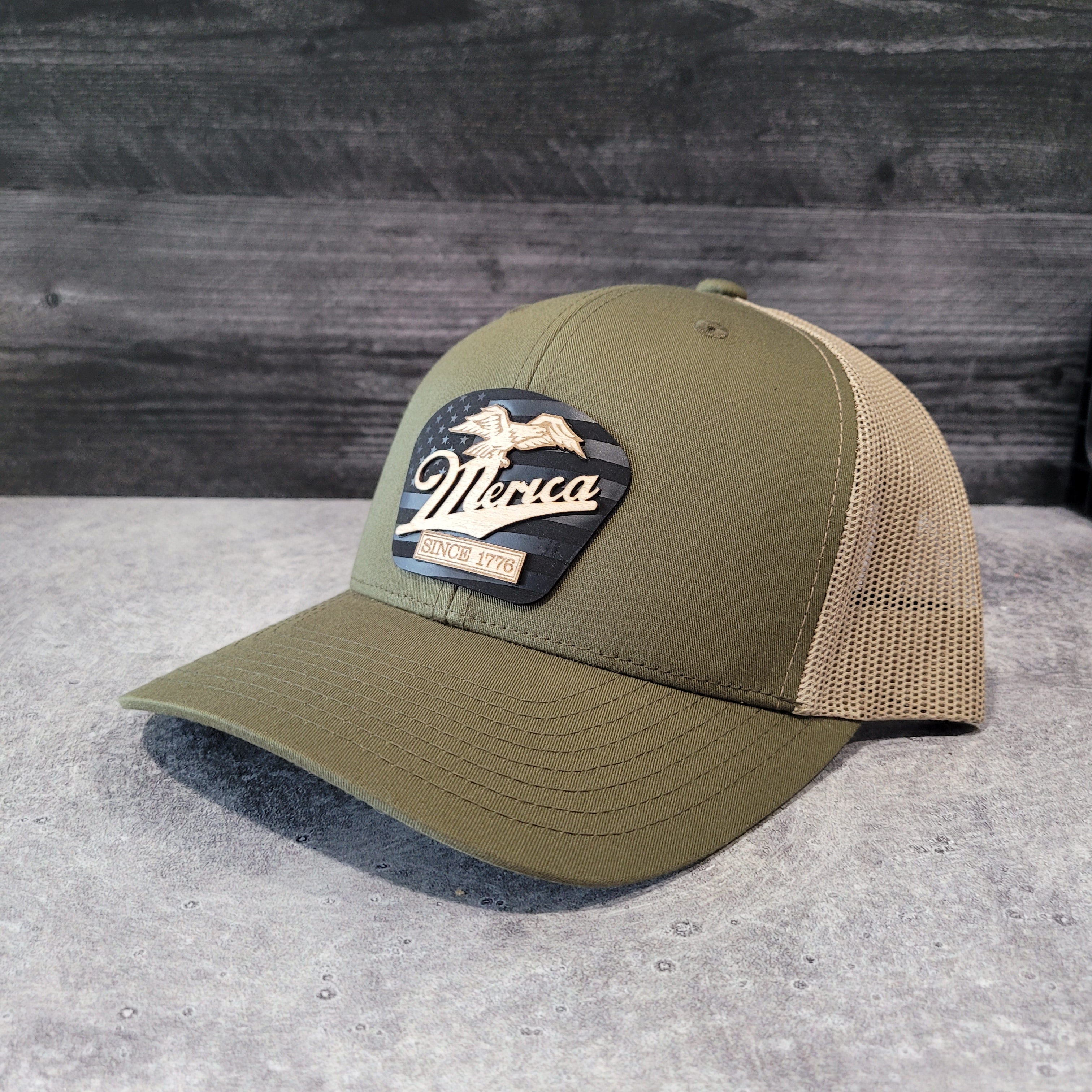 🦅 ‘Merica – Patriotic Wooden Patch Trucker Hat