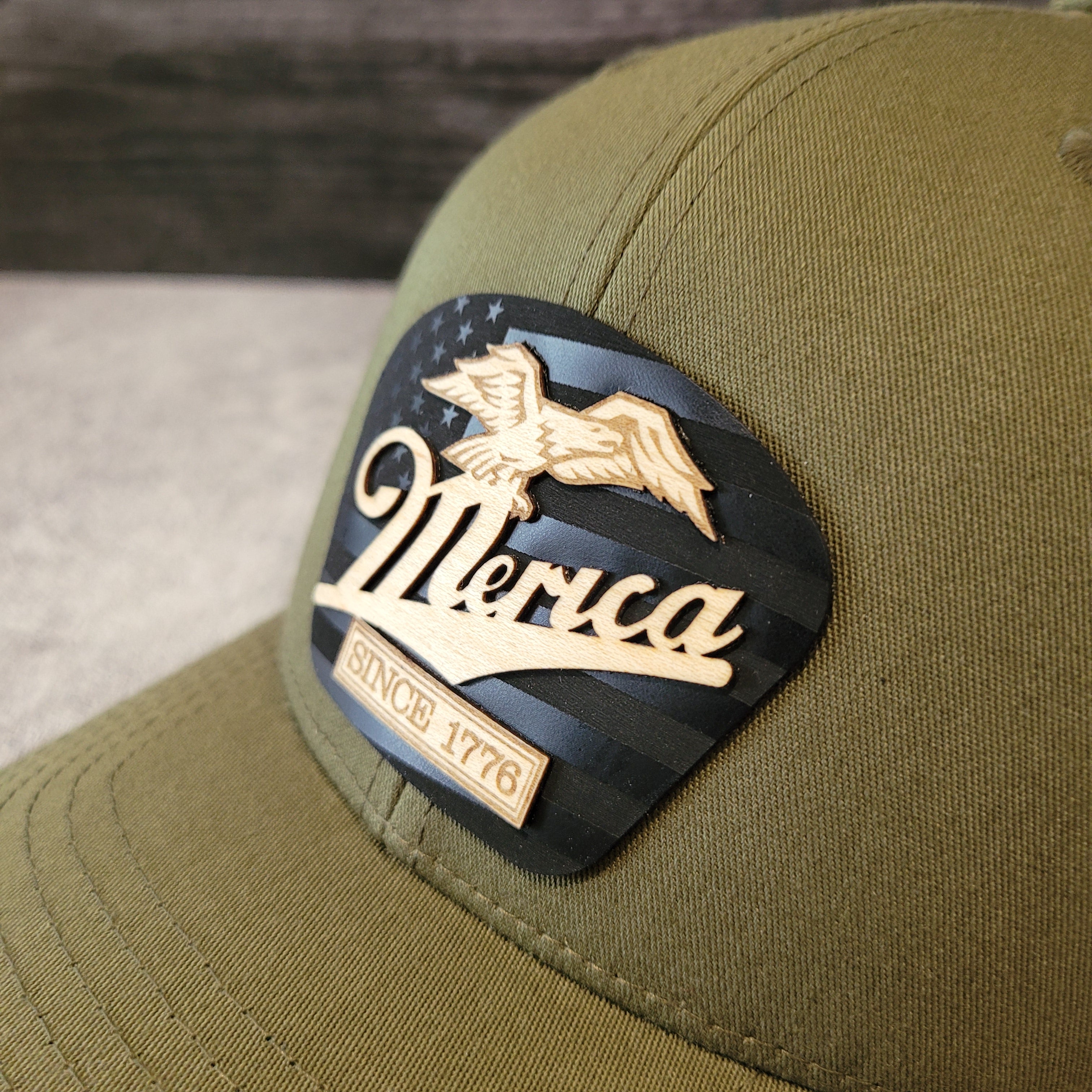 🦅 ‘Merica – Patriotic Wooden Patch Trucker Hat