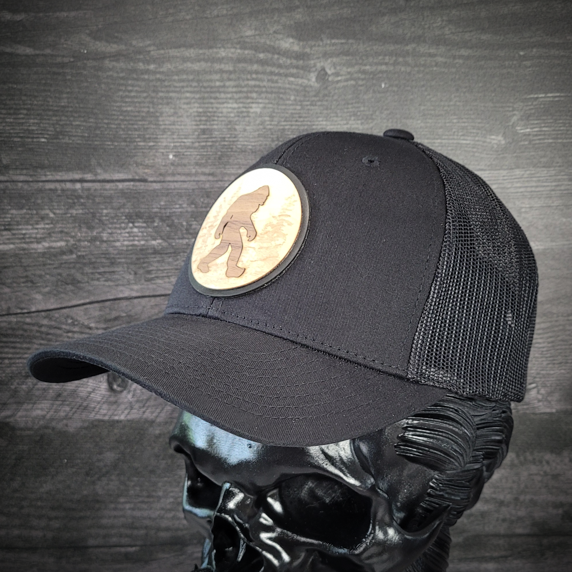 🦶🌲 The Hide & Seek Champion – Bigfoot Wooden Patch Trucker Hat