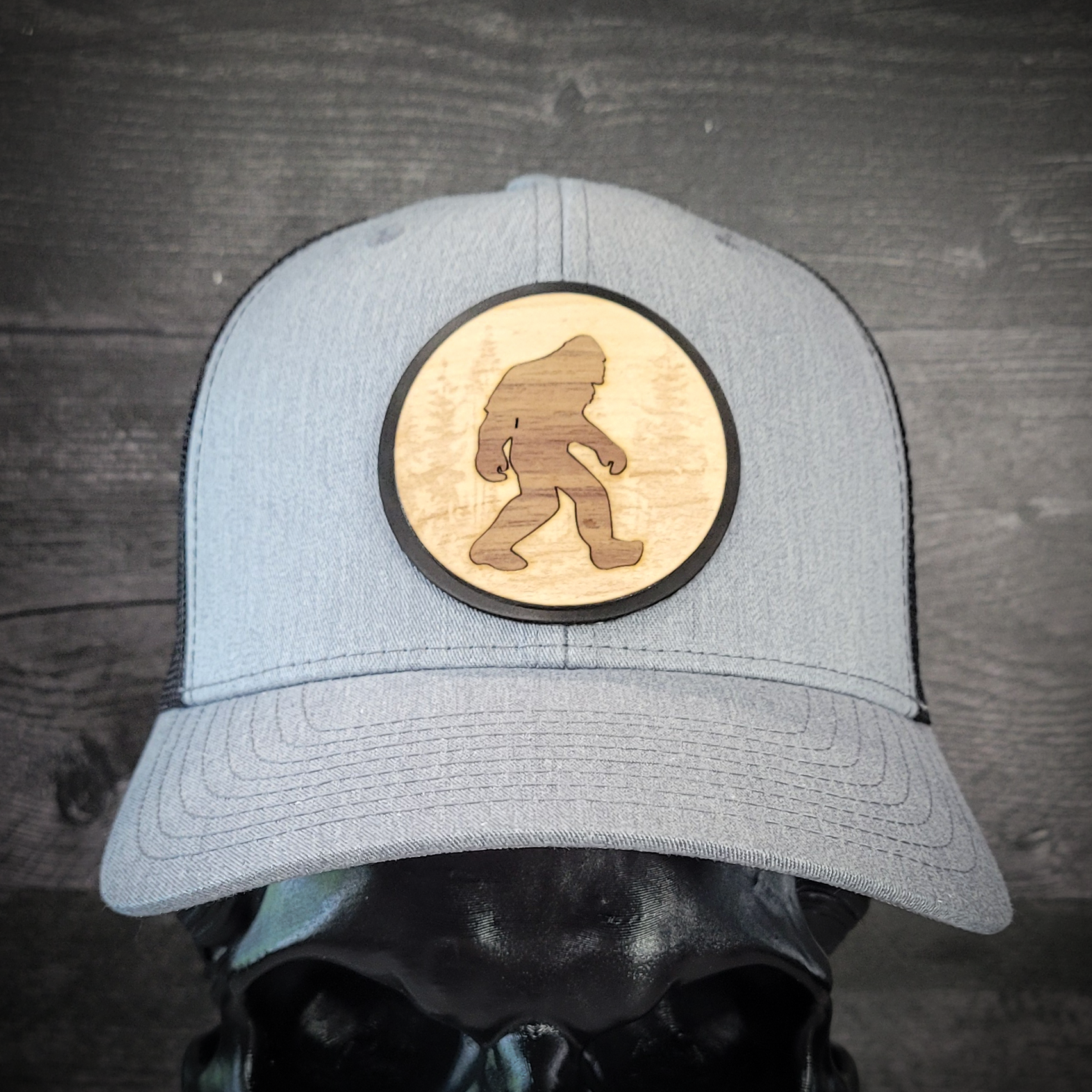 🦶🌲 The Hide & Seek Champion – Bigfoot Wooden Patch Trucker Hat