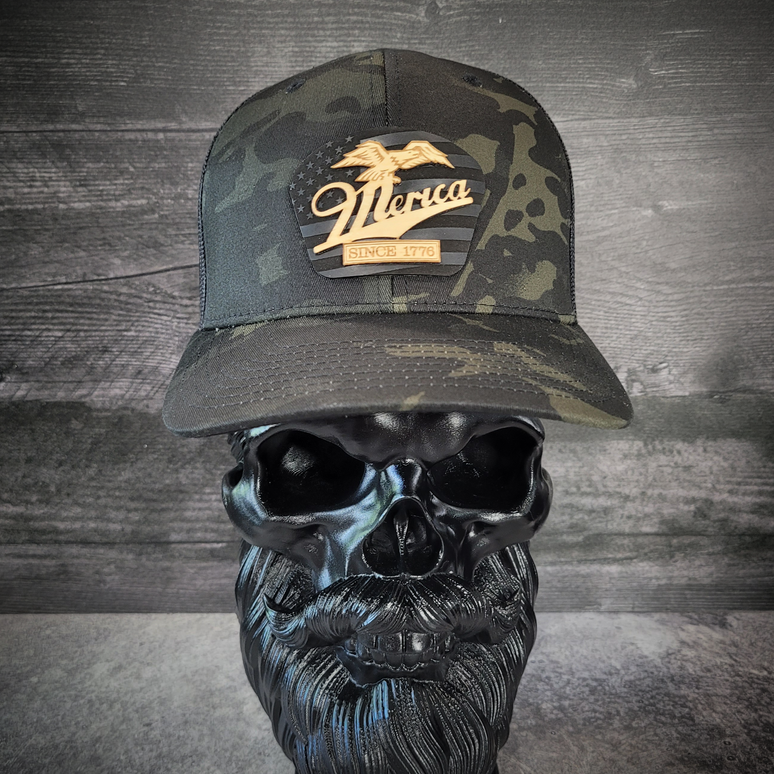 🦅 ‘Merica – Patriotic Wooden Patch Trucker Hat