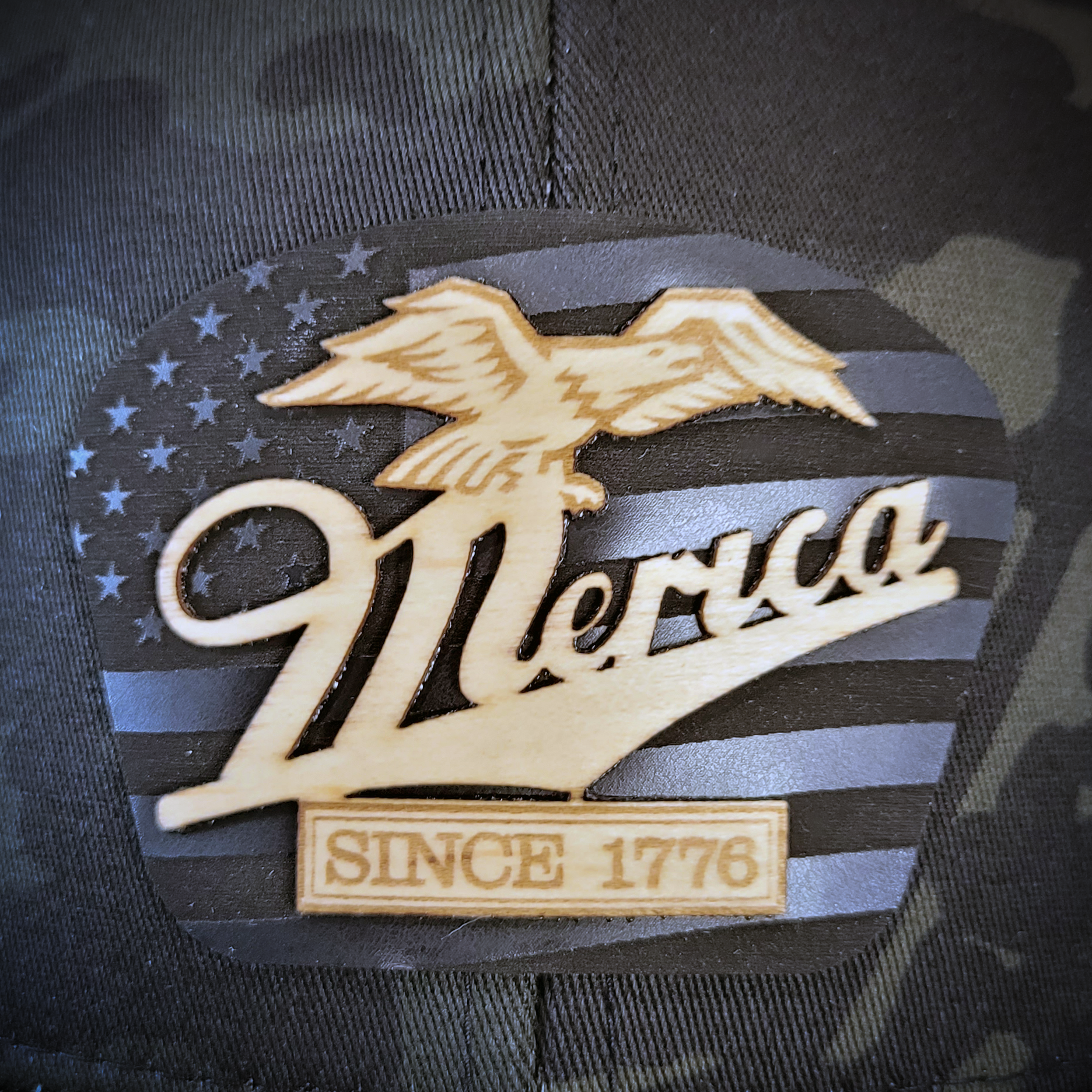 🦅 ‘Merica – Patriotic Wooden Patch Trucker Hat