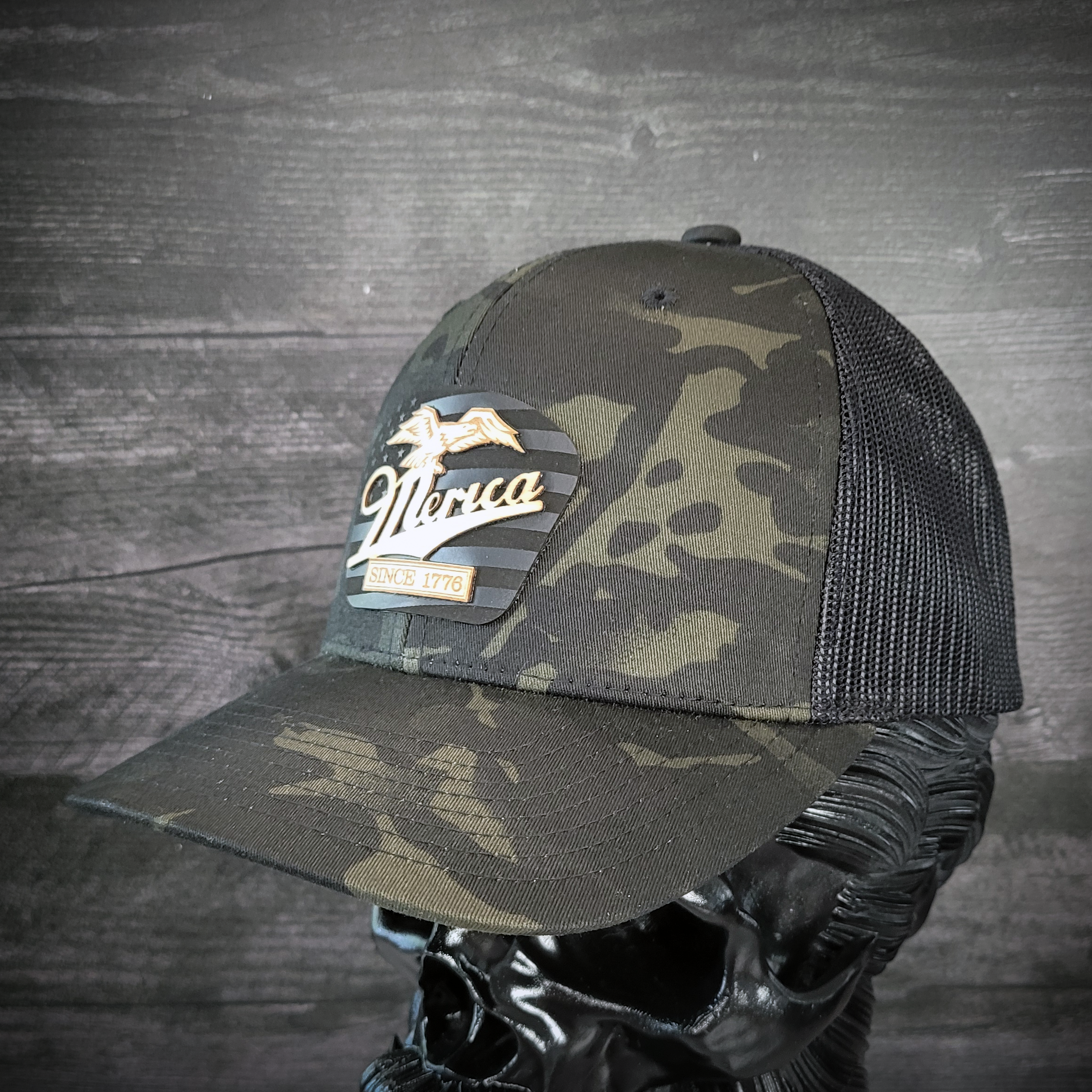 🦅 ‘Merica – Patriotic Wooden Patch Trucker Hat
