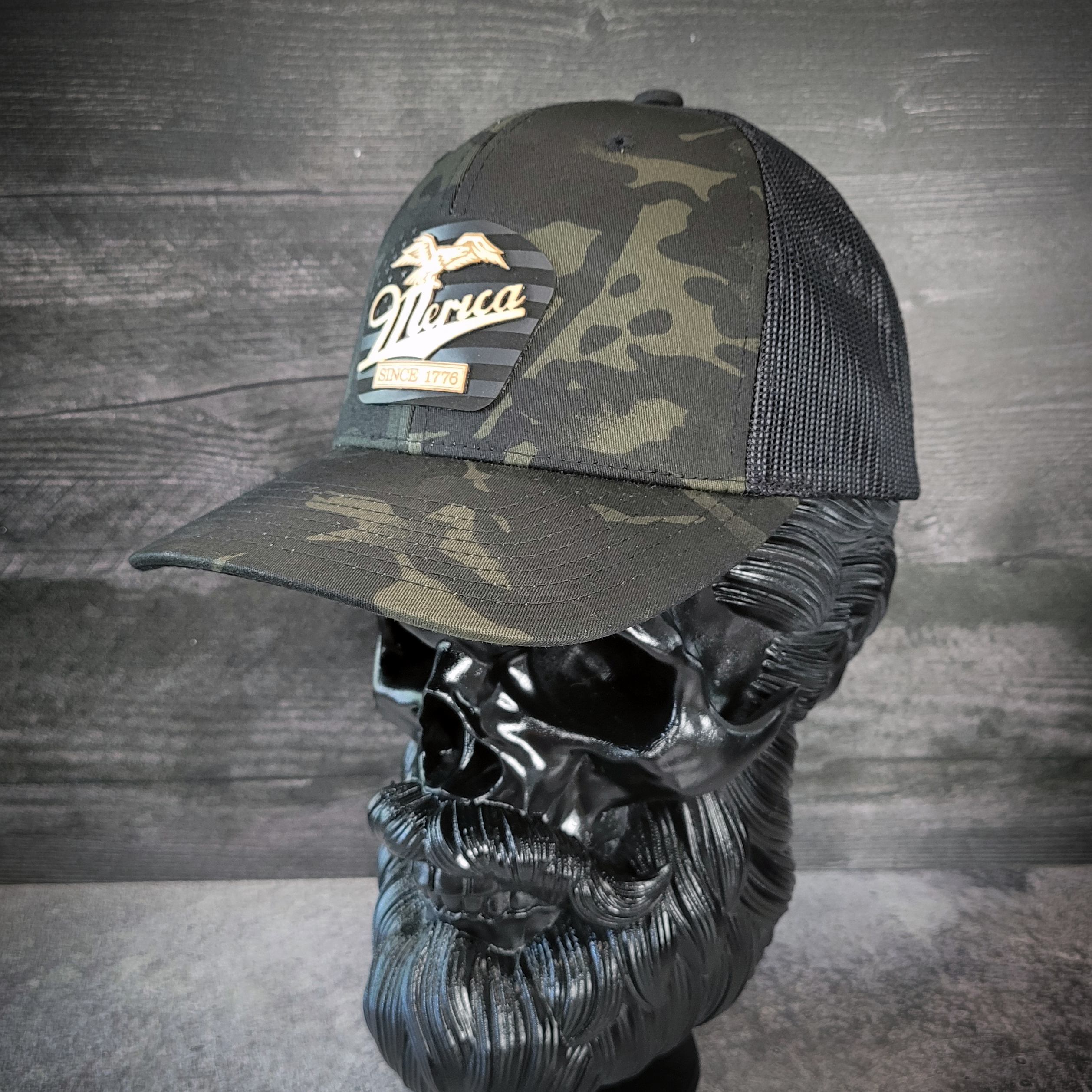 🦅 ‘Merica – Patriotic Wooden Patch Trucker Hat