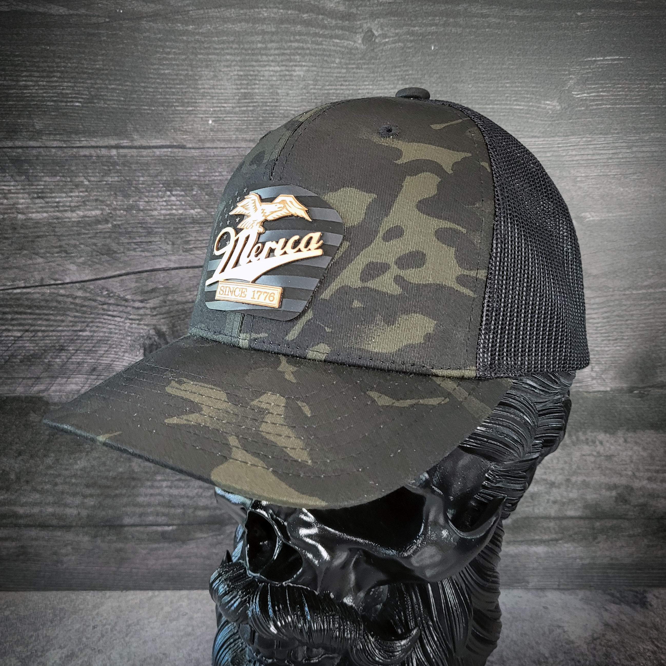 🦅 ‘Merica – Patriotic Wooden Patch Trucker Hat