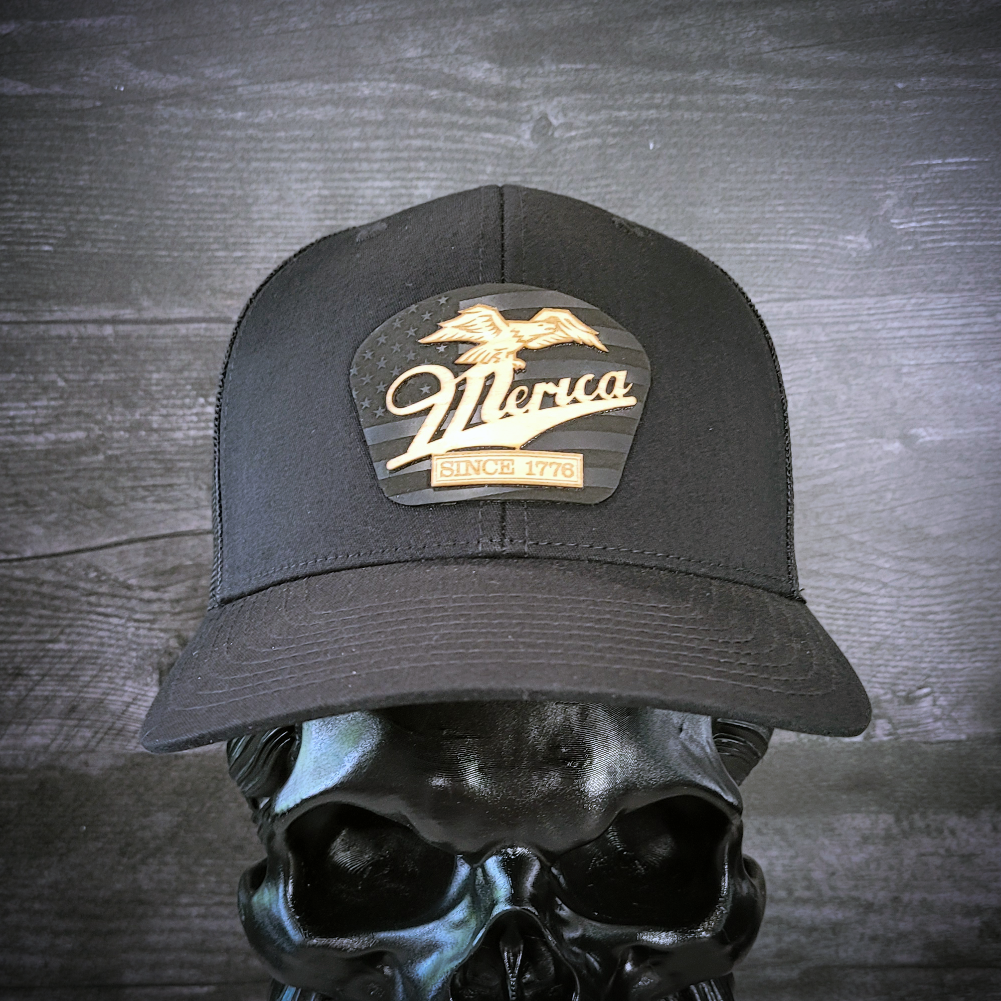 🦅 ‘Merica – Patriotic Wooden Patch Trucker Hat