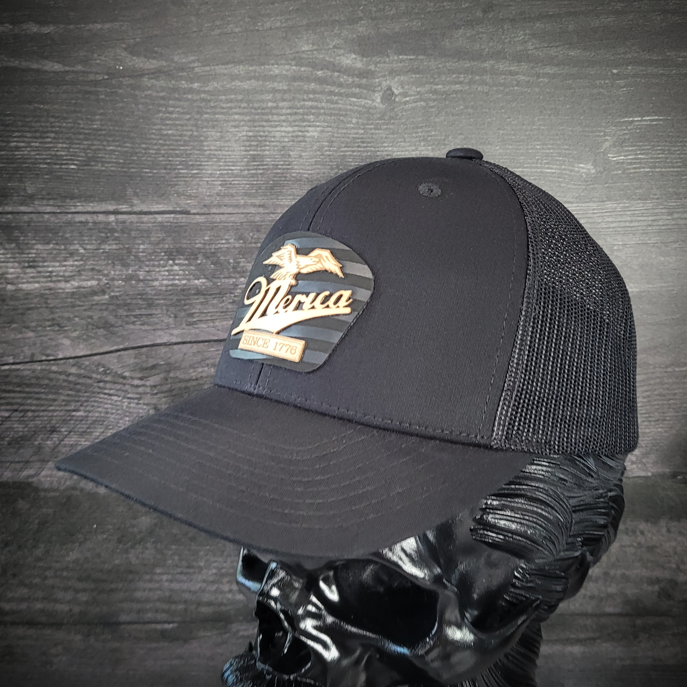 🦅 ‘Merica – Patriotic Wooden Patch Trucker Hat