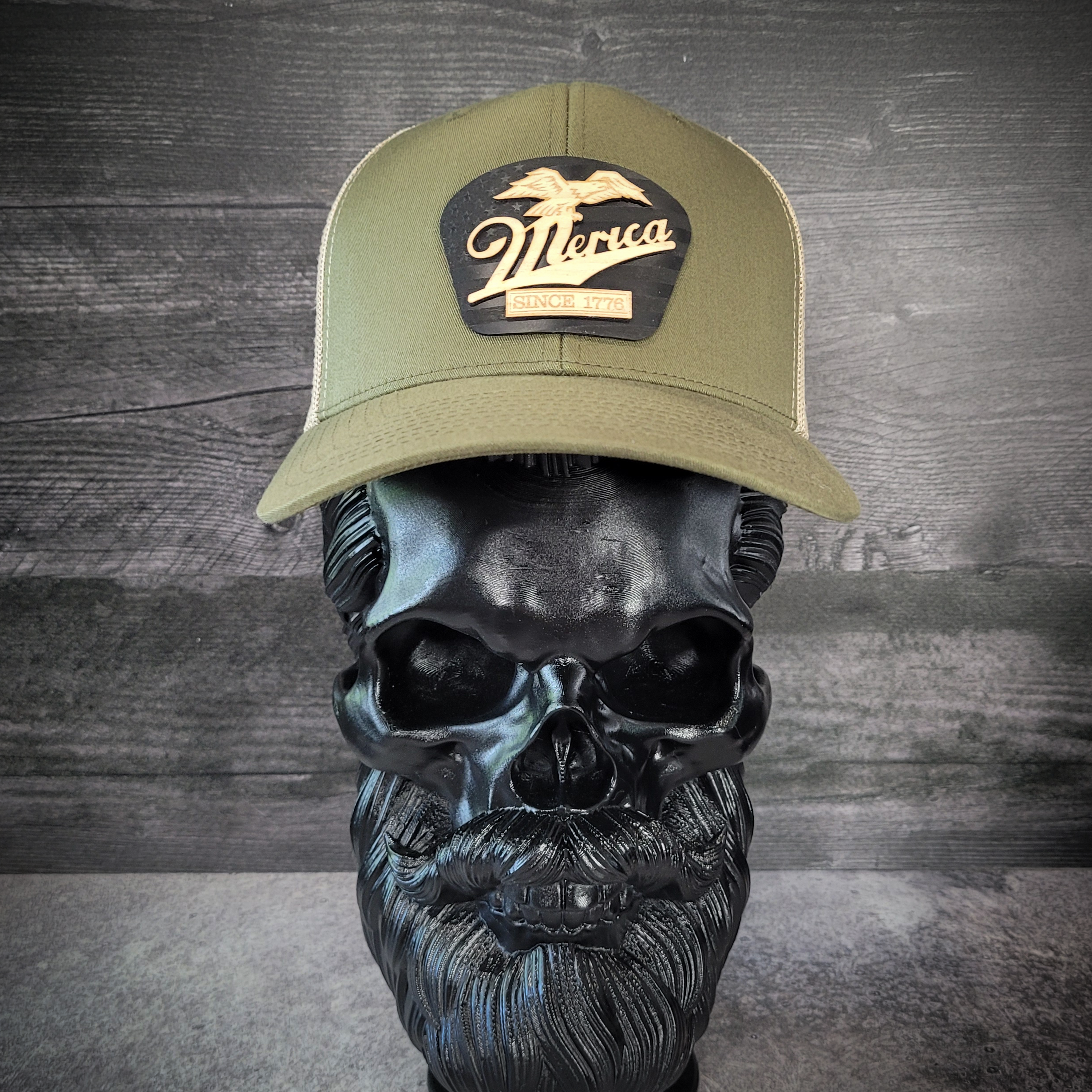 🦅 ‘Merica – Patriotic Wooden Patch Trucker Hat