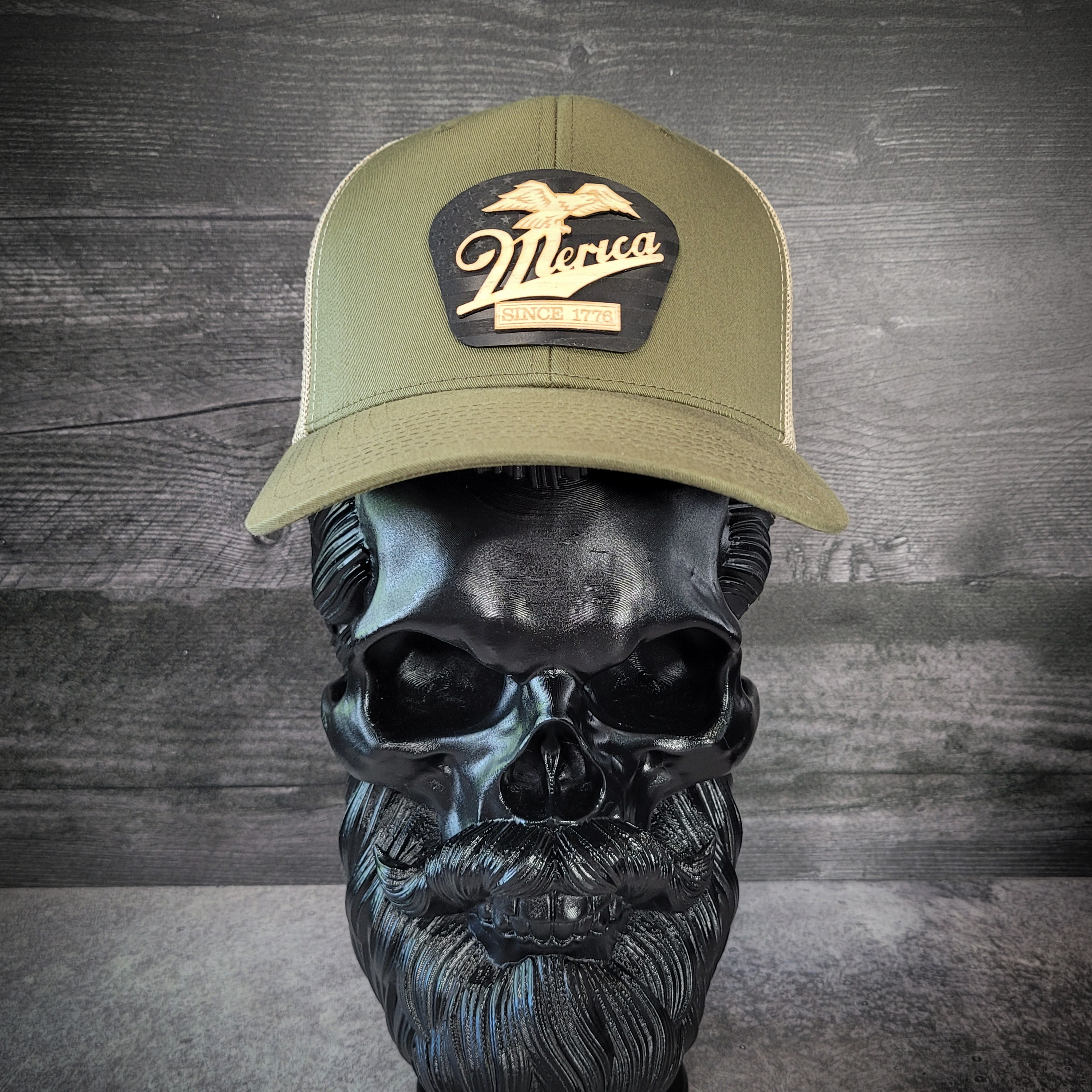 🦅 ‘Merica – Patriotic Wooden Patch Trucker Hat