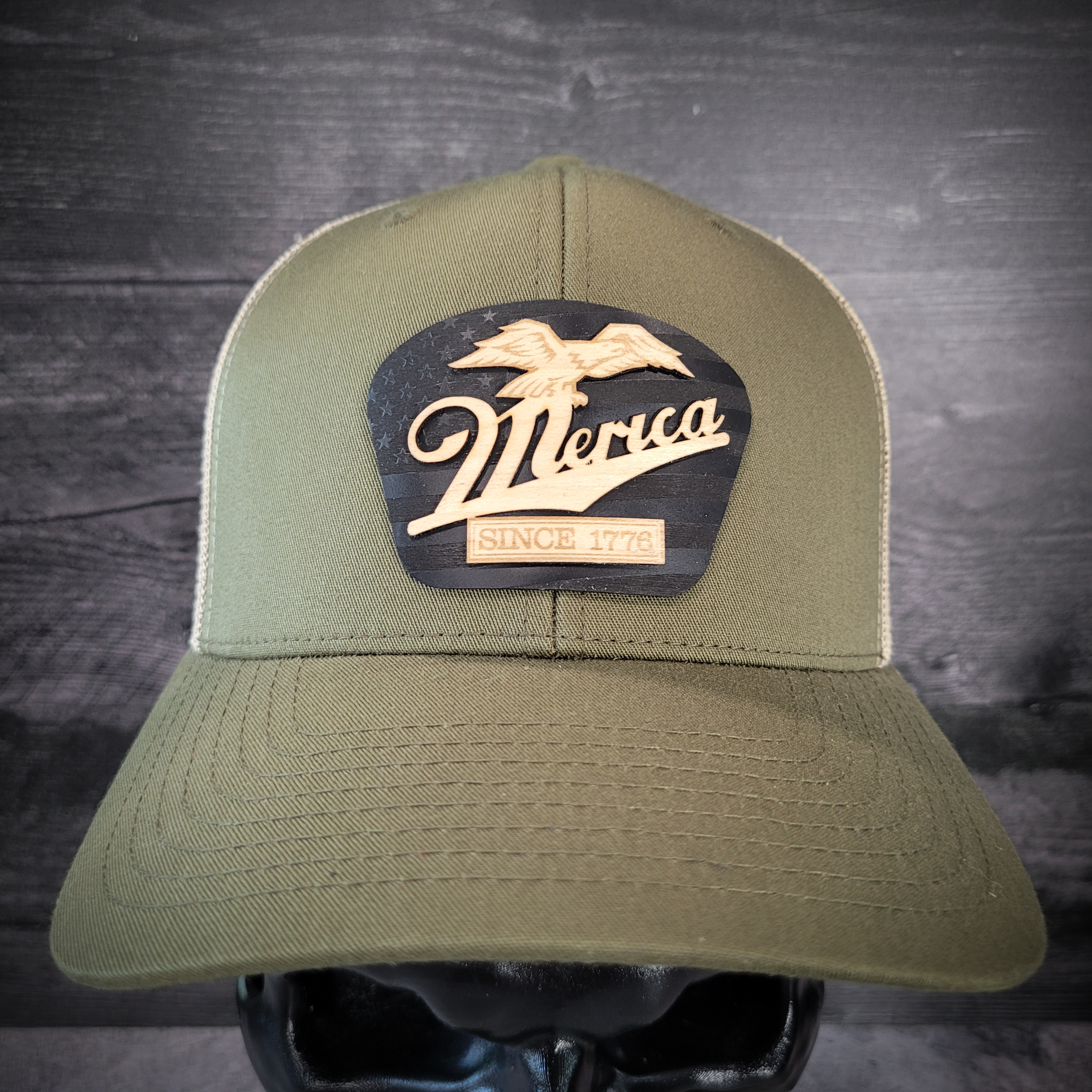 🦅 ‘Merica – Patriotic Wooden Patch Trucker Hat
