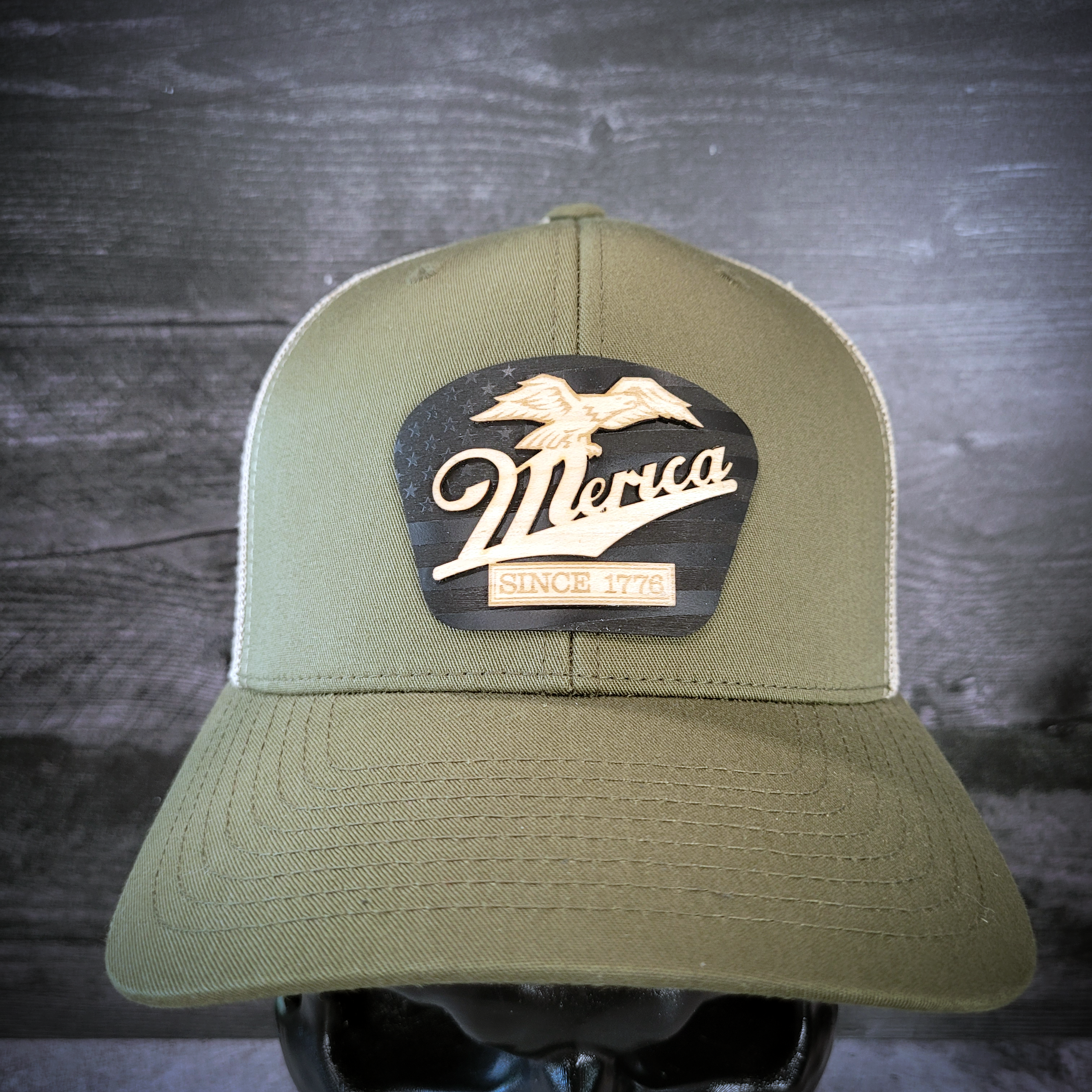 🦅 ‘Merica – Patriotic Wooden Patch Trucker Hat