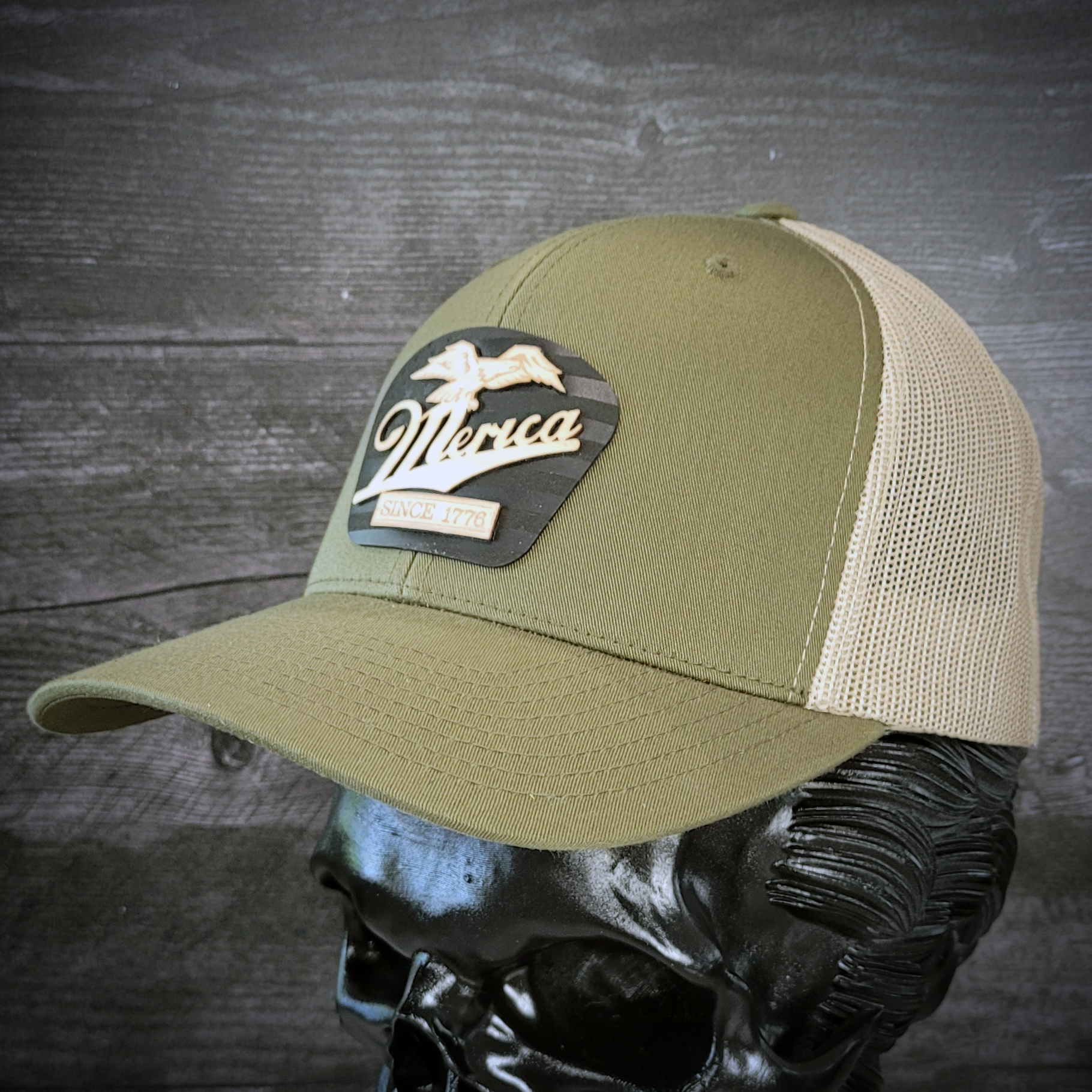 🦅 ‘Merica – Patriotic Wooden Patch Trucker Hat