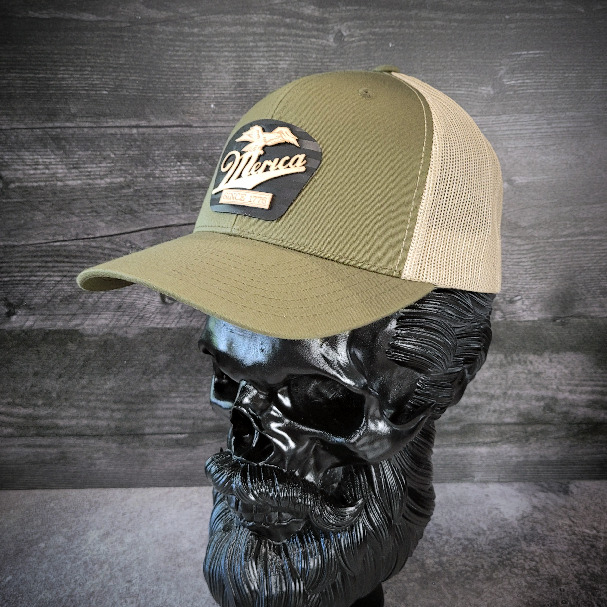 🦅 ‘Merica – Patriotic Wooden Patch Trucker Hat