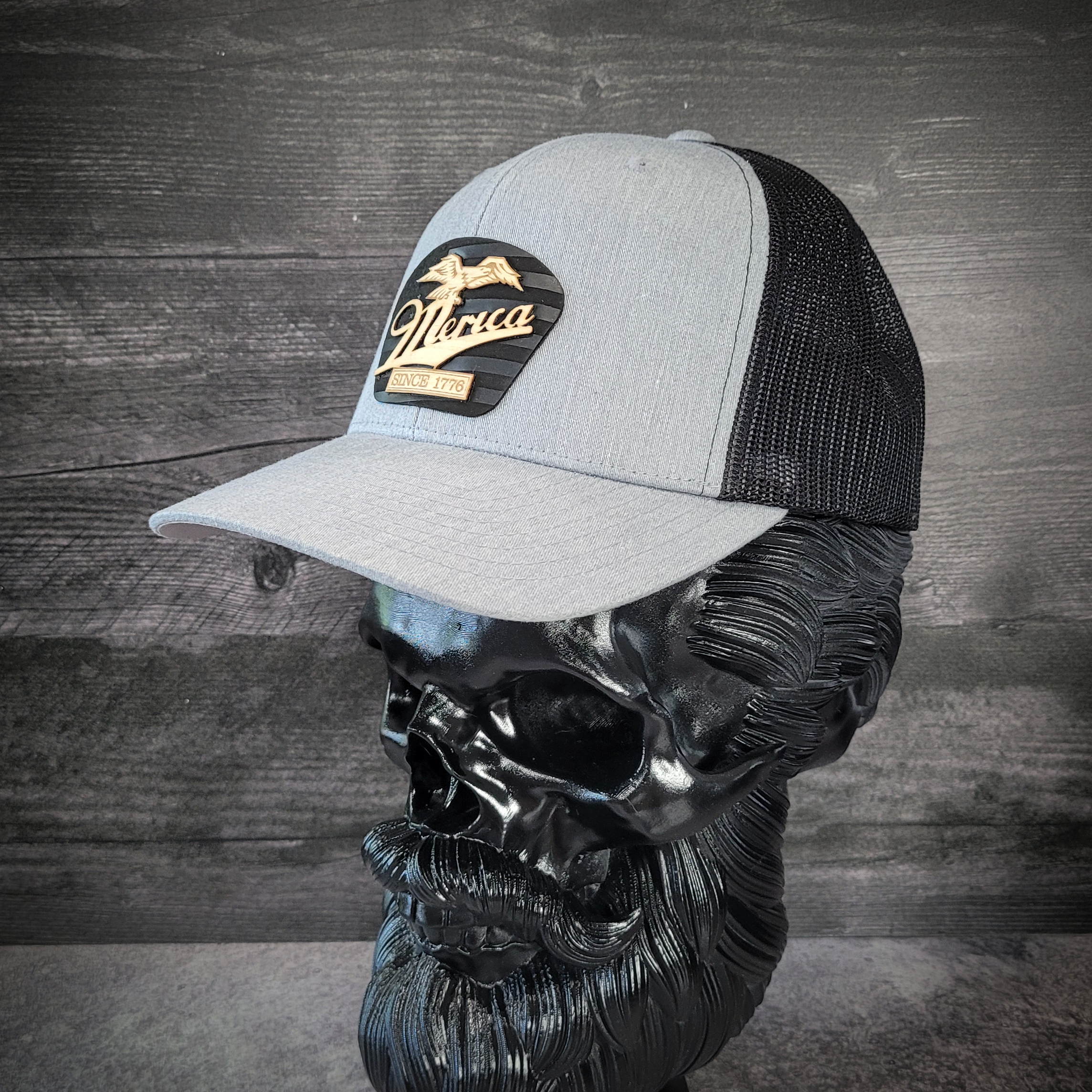 🦅 ‘Merica – Patriotic Wooden Patch Trucker Hat
