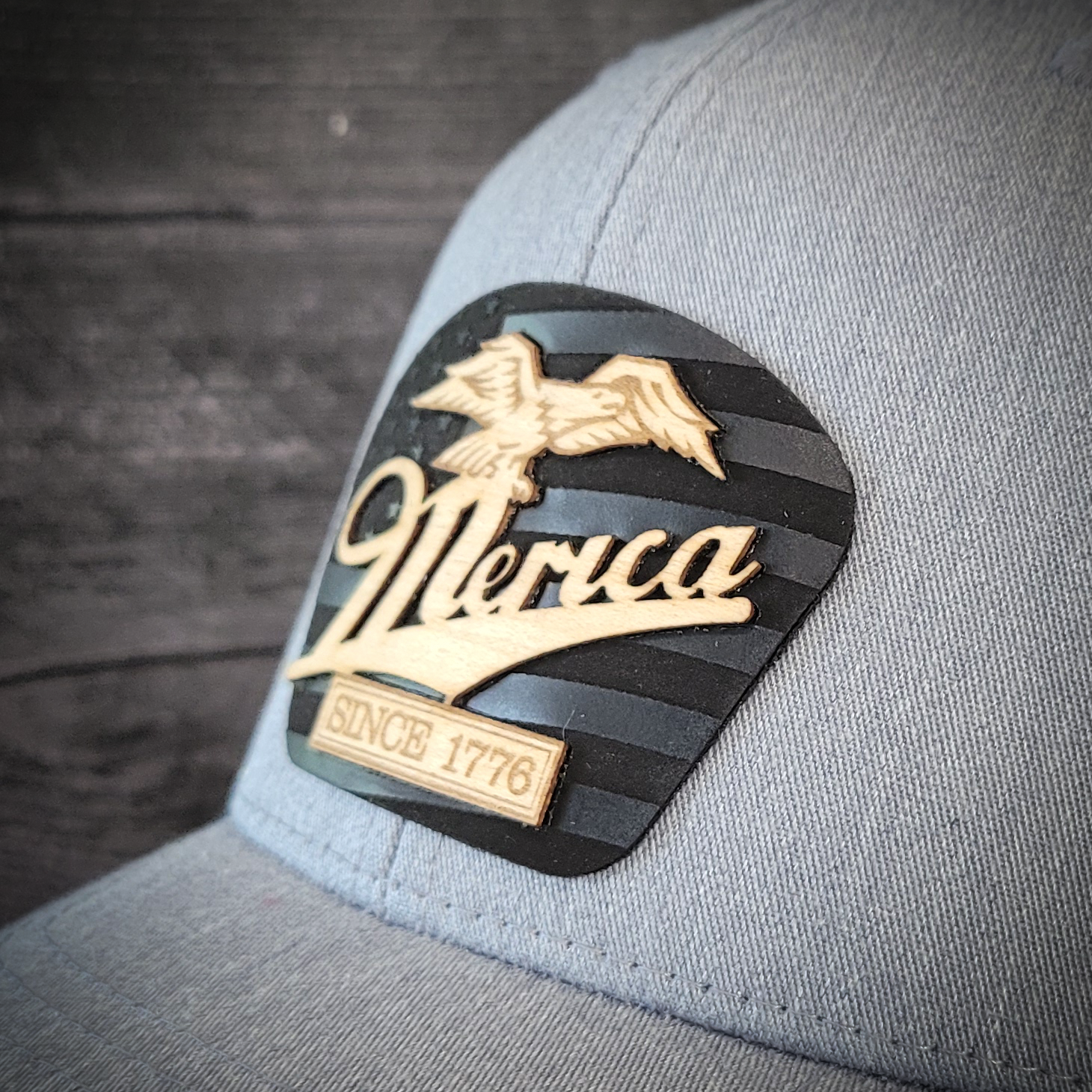 🦅 ‘Merica – Patriotic Wooden Patch Trucker Hat