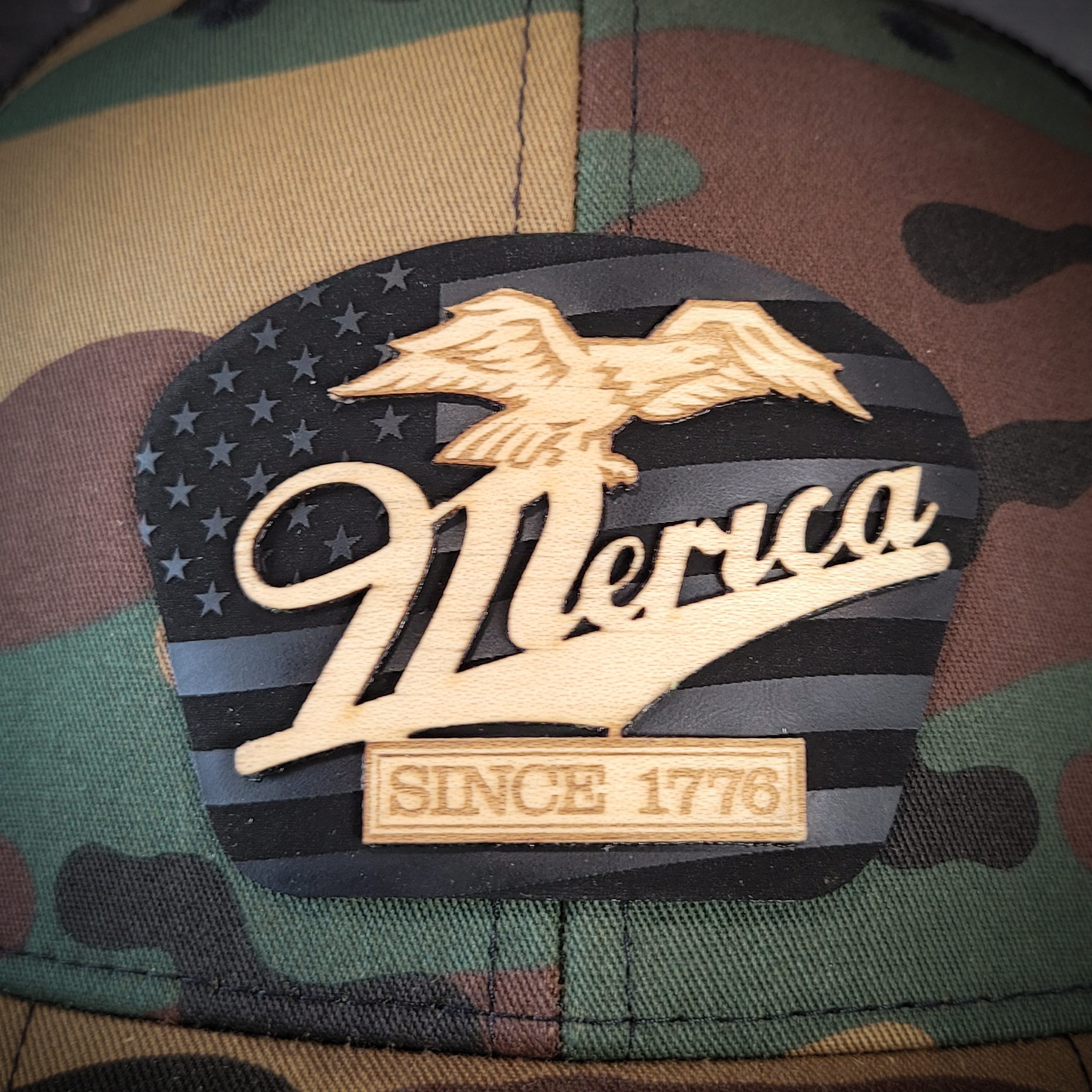 🦅 ‘Merica – Patriotic Wooden Patch Trucker Hat