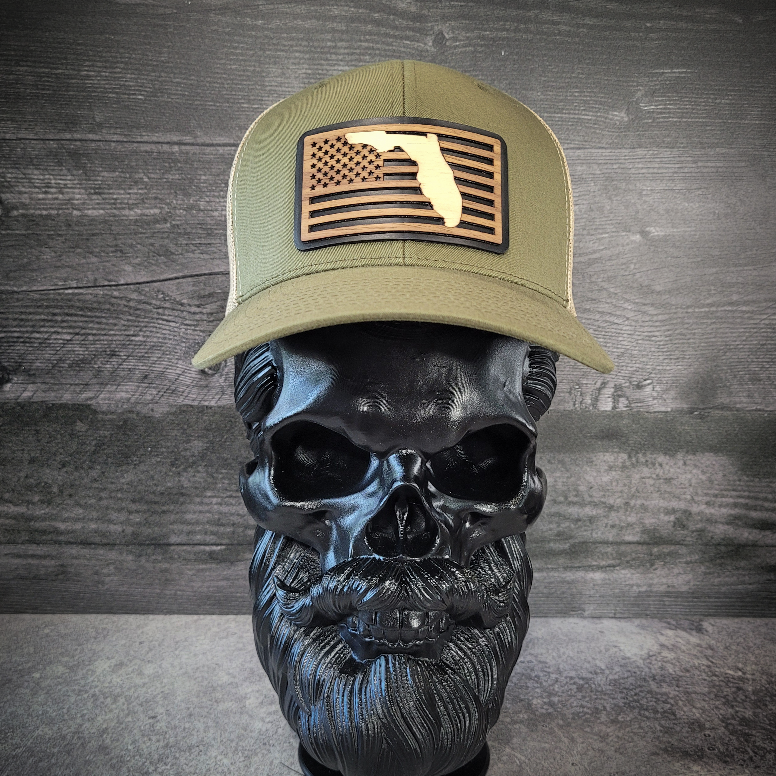 š“Stars &Stripes: Florida Edition ā Wooden Patch Hat