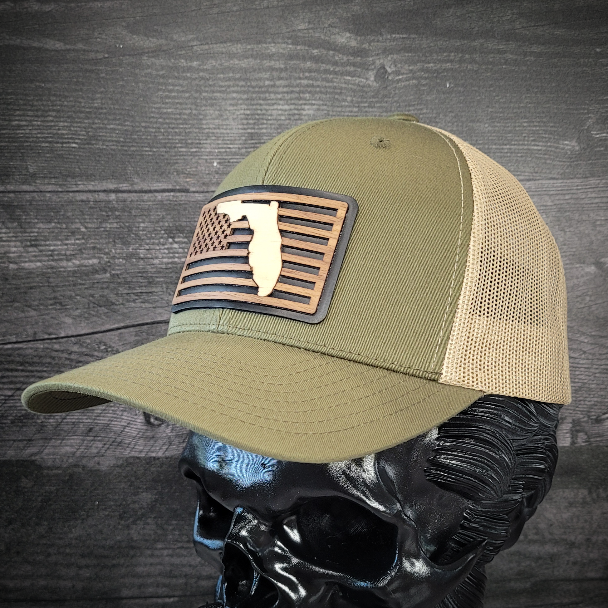 š“Stars &Stripes: Florida Edition ā Wooden Patch Hat