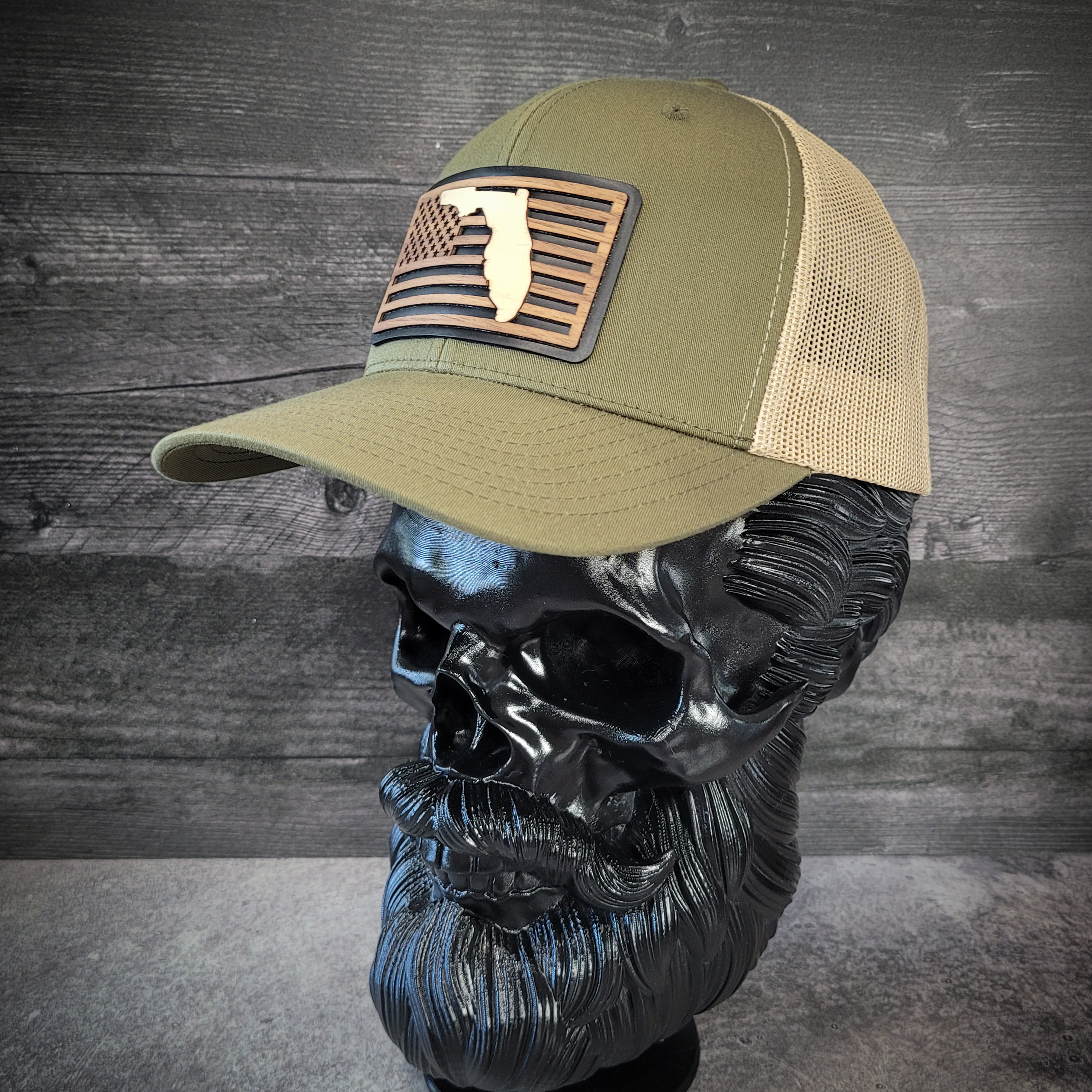 š“Stars &Stripes: Florida Edition ā Wooden Patch Hat