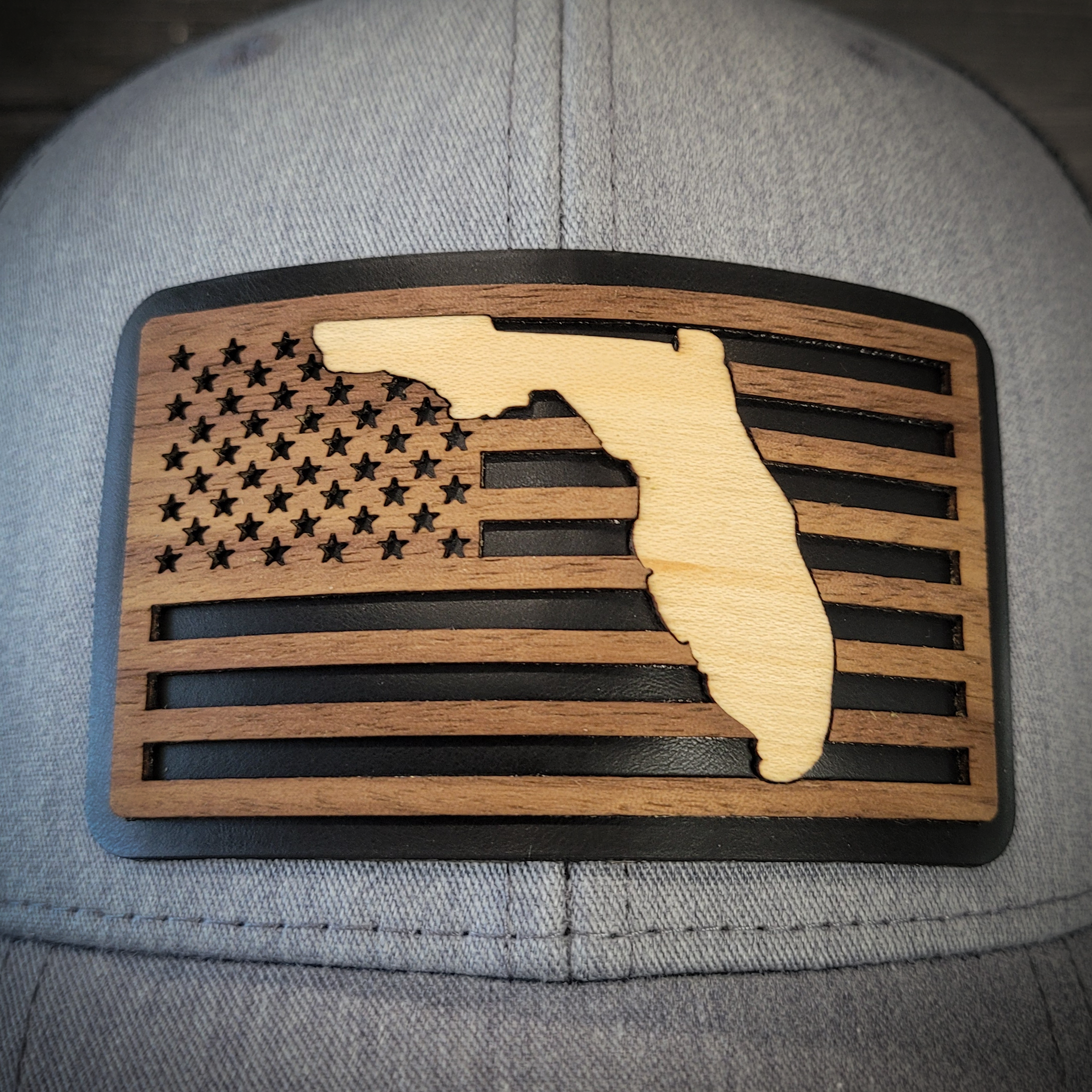 š“Stars &Stripes: Florida Edition ā Wooden Patch Hat