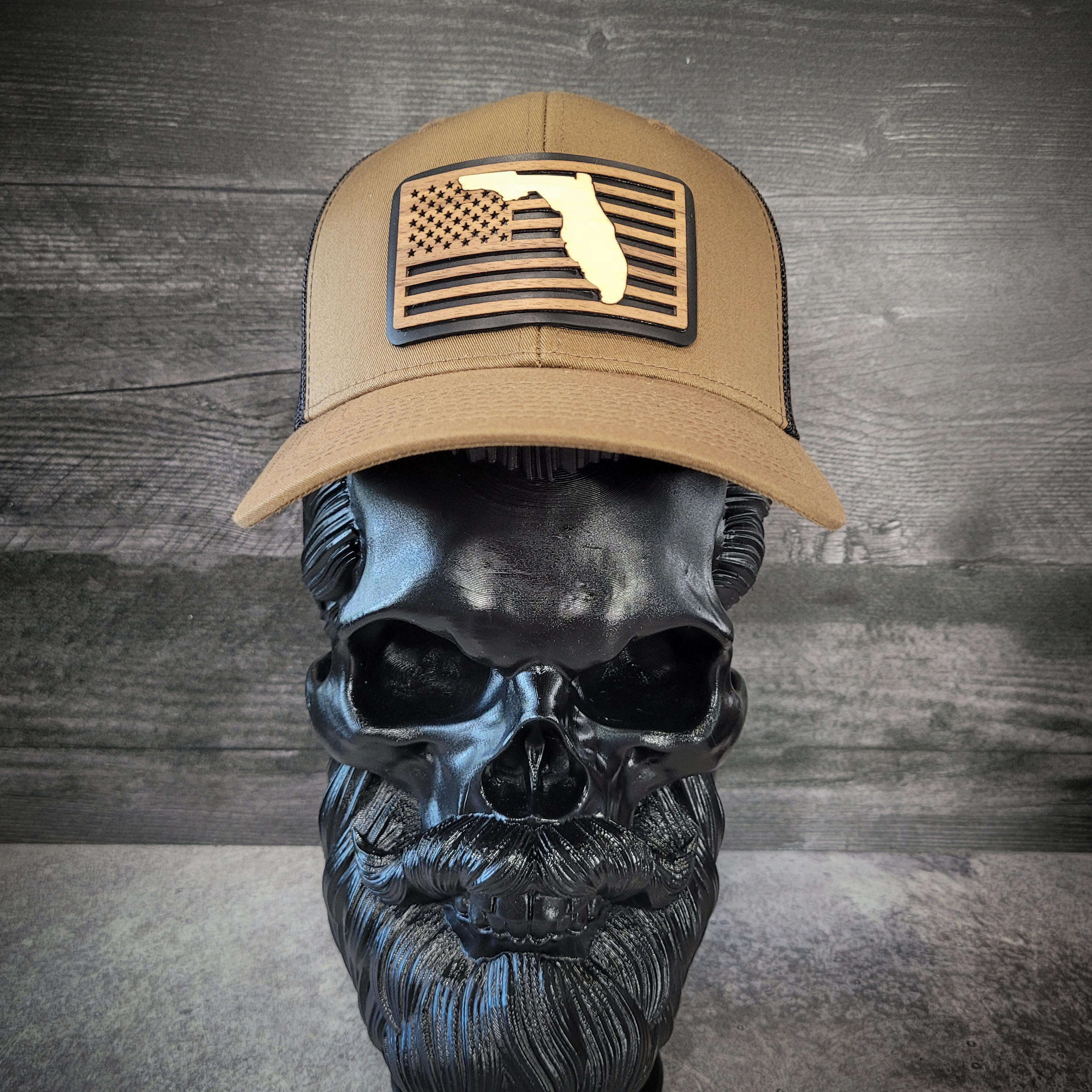š“Stars &Stripes: Florida Edition ā Wooden Patch Hat