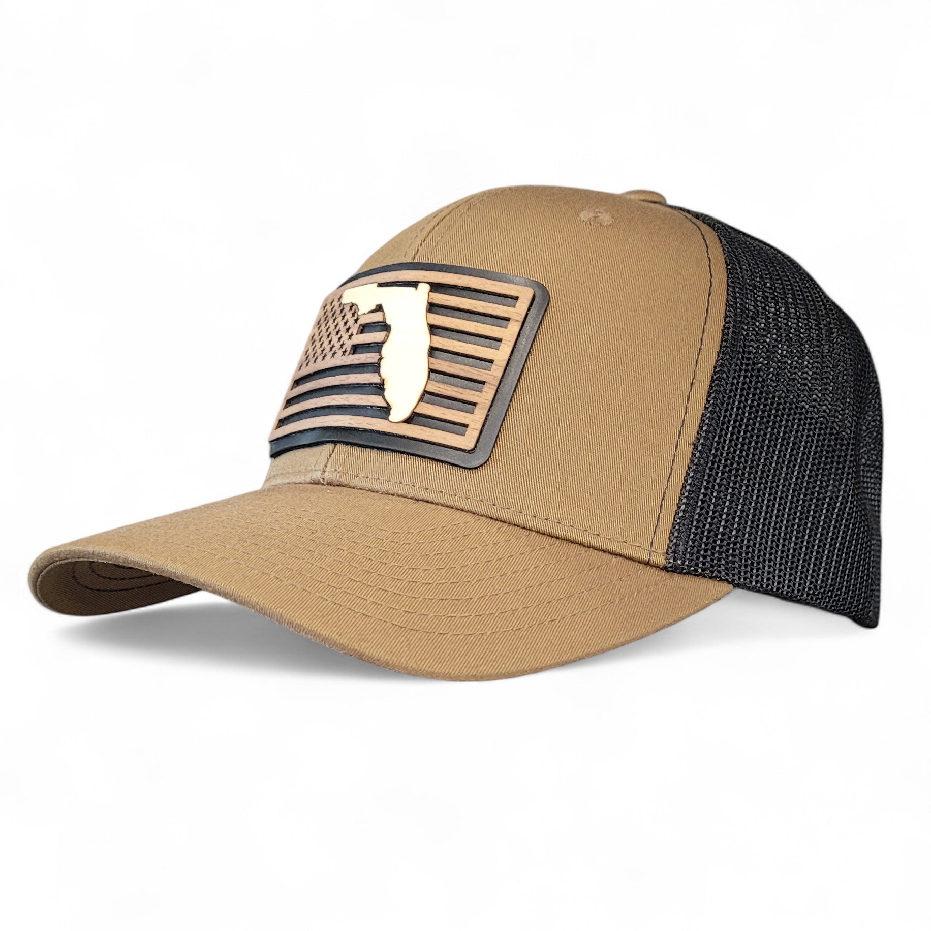 š“Stars &Stripes: Florida Edition ā Wooden Patch Hat