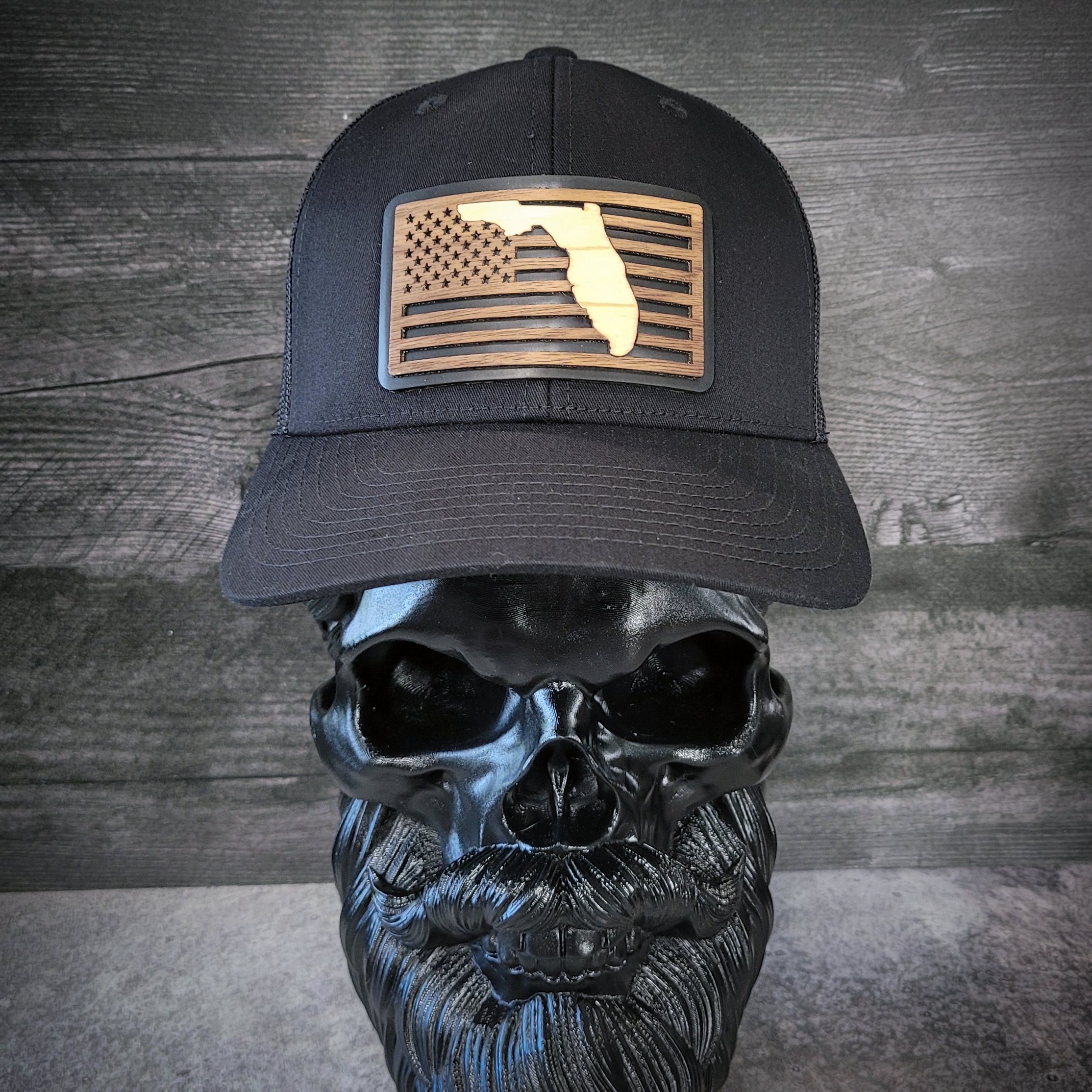 š“Stars &Stripes: Florida Edition ā Wooden Patch Hat
