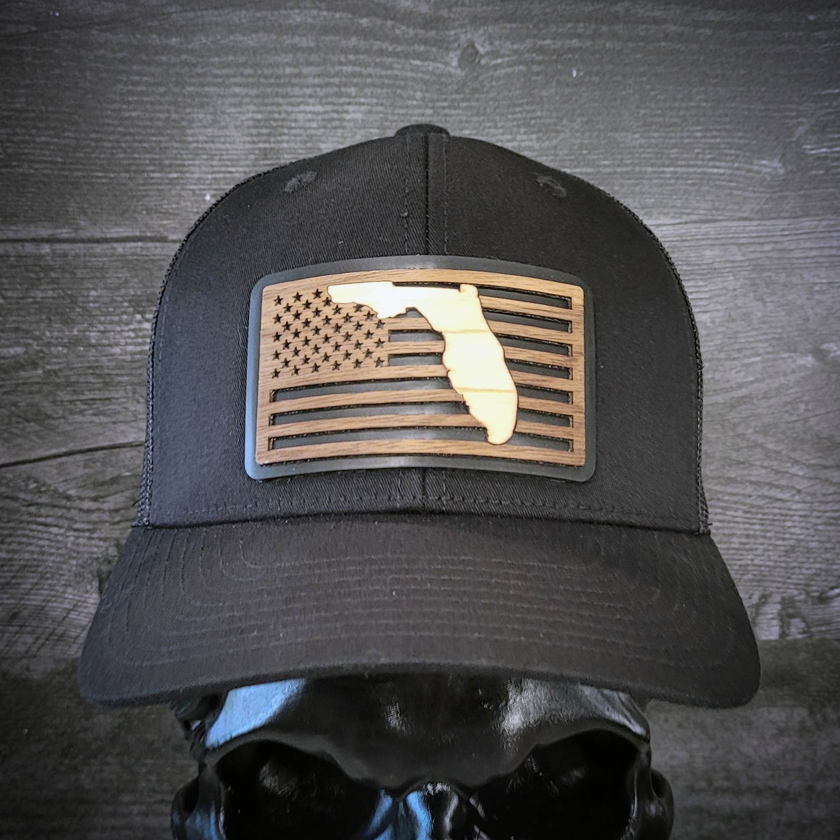 š“Stars &Stripes: Florida Edition ā Wooden Patch Hat