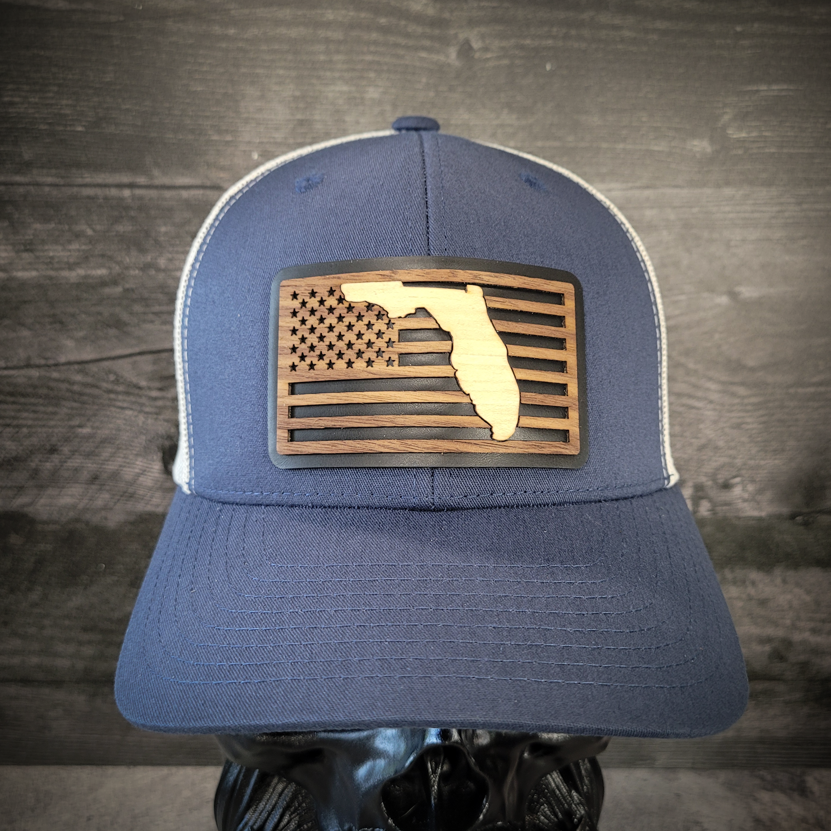 š“Stars &Stripes: Florida Edition ā Wooden Patch Hat