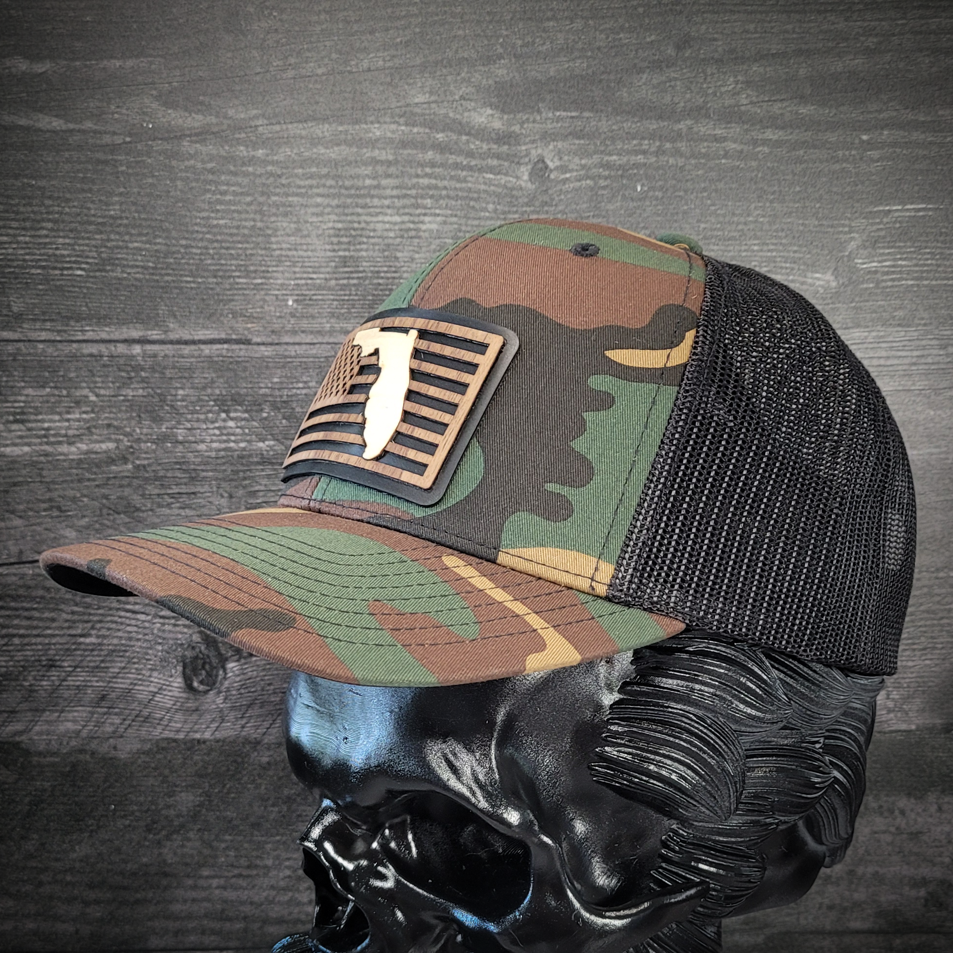 š“Stars &Stripes: Florida Edition ā Wooden Patch Hat