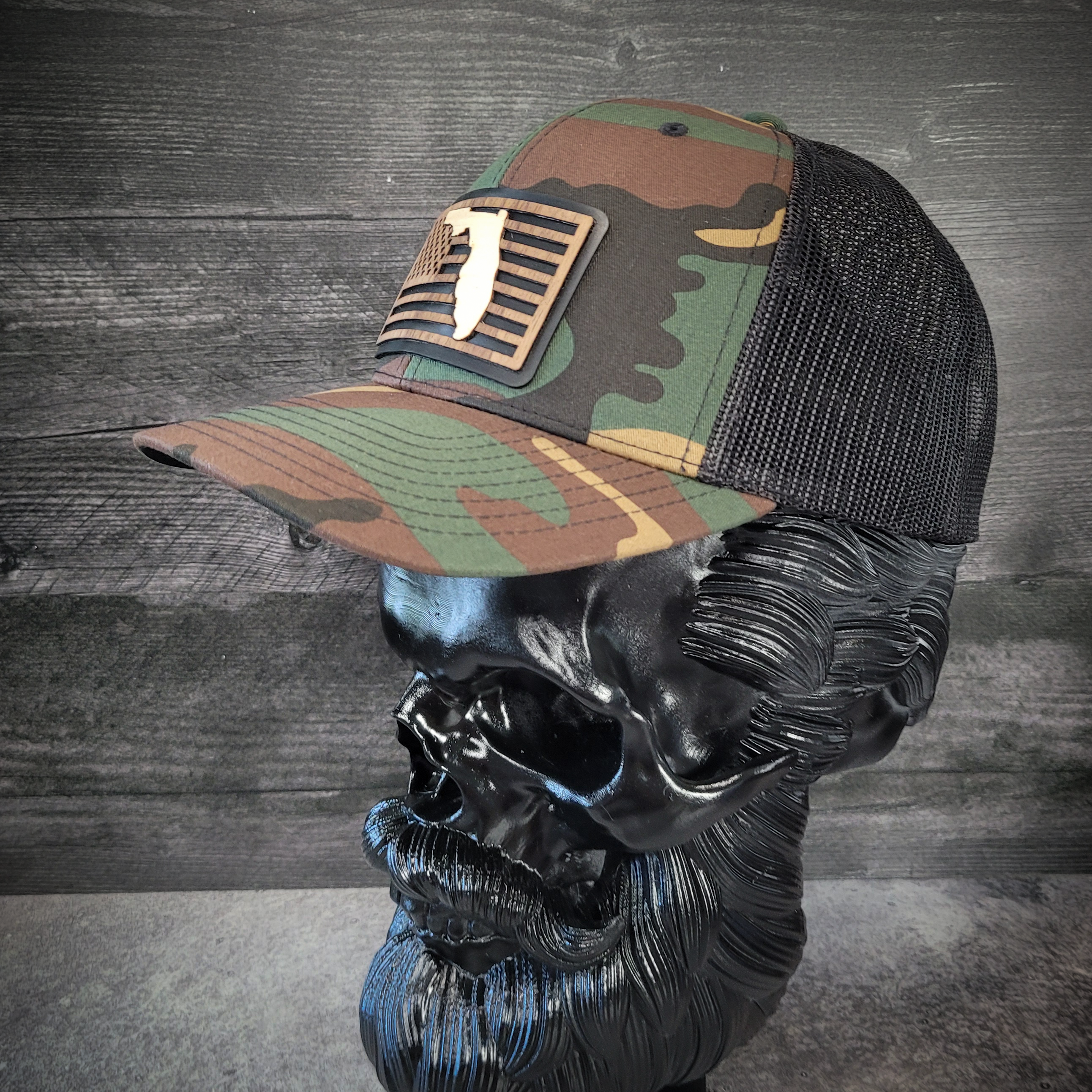 š“Stars &Stripes: Florida Edition ā Wooden Patch Hat