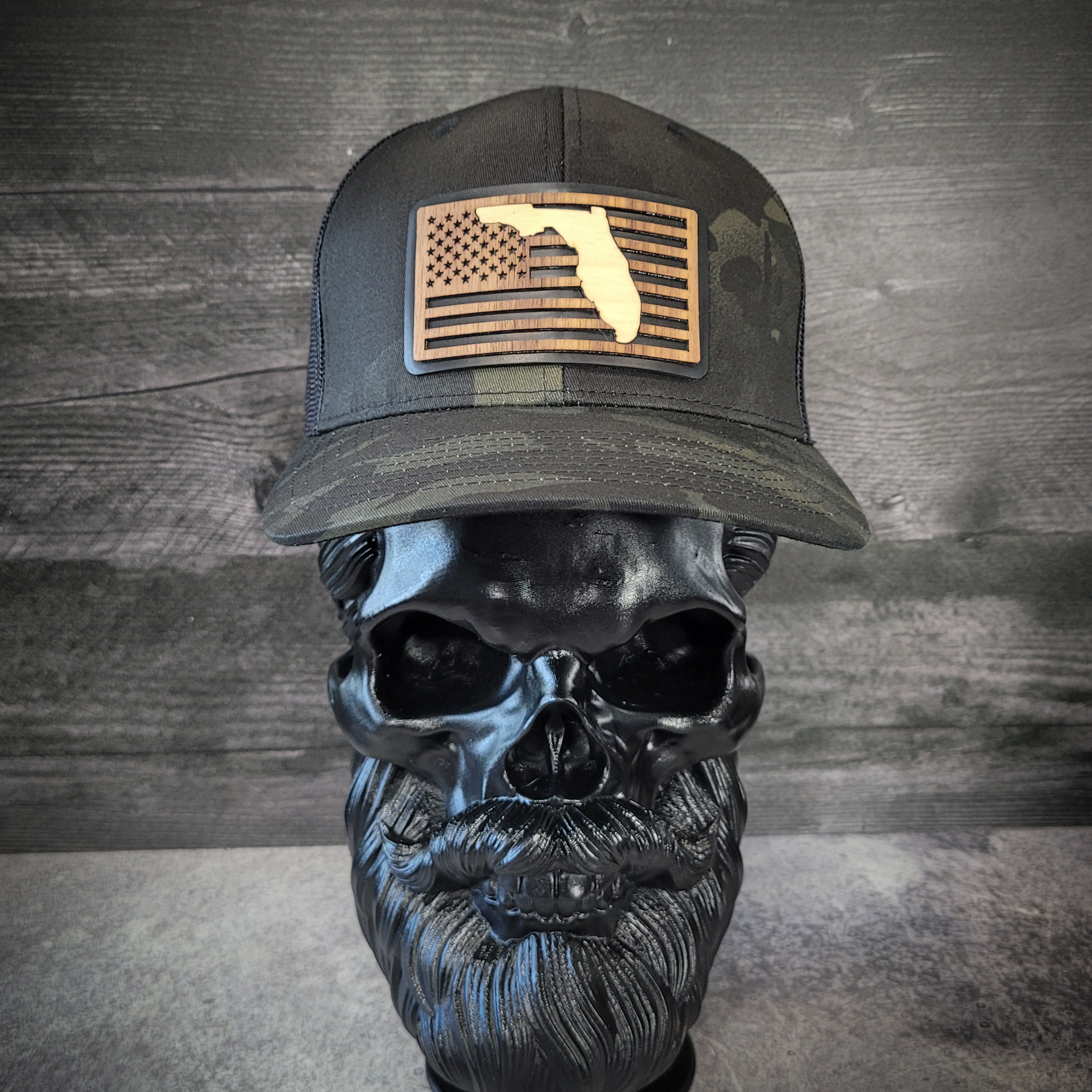 š“Stars &Stripes: Florida Edition ā Wooden Patch Hat