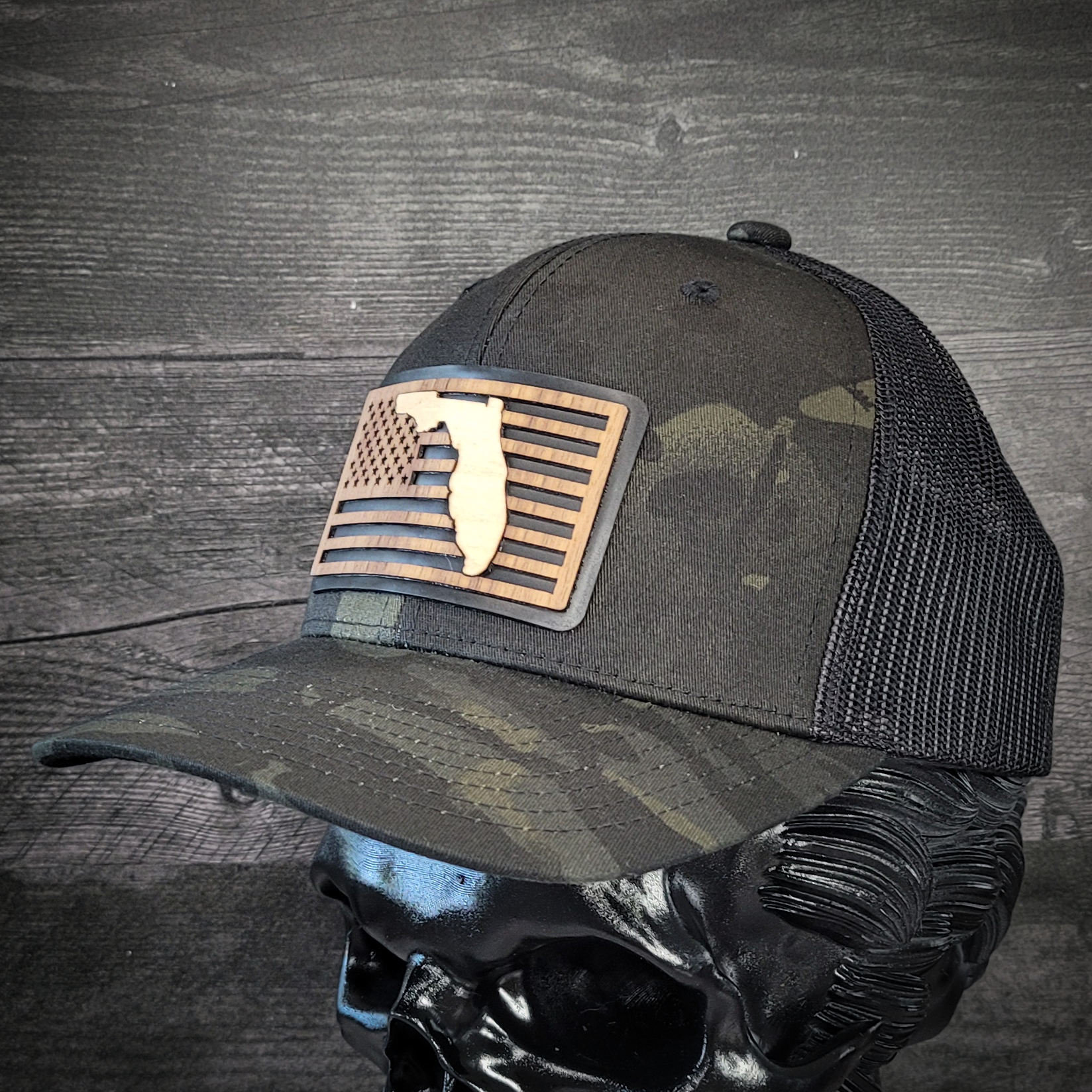 š“Stars &Stripes: Florida Edition ā Wooden Patch Hat