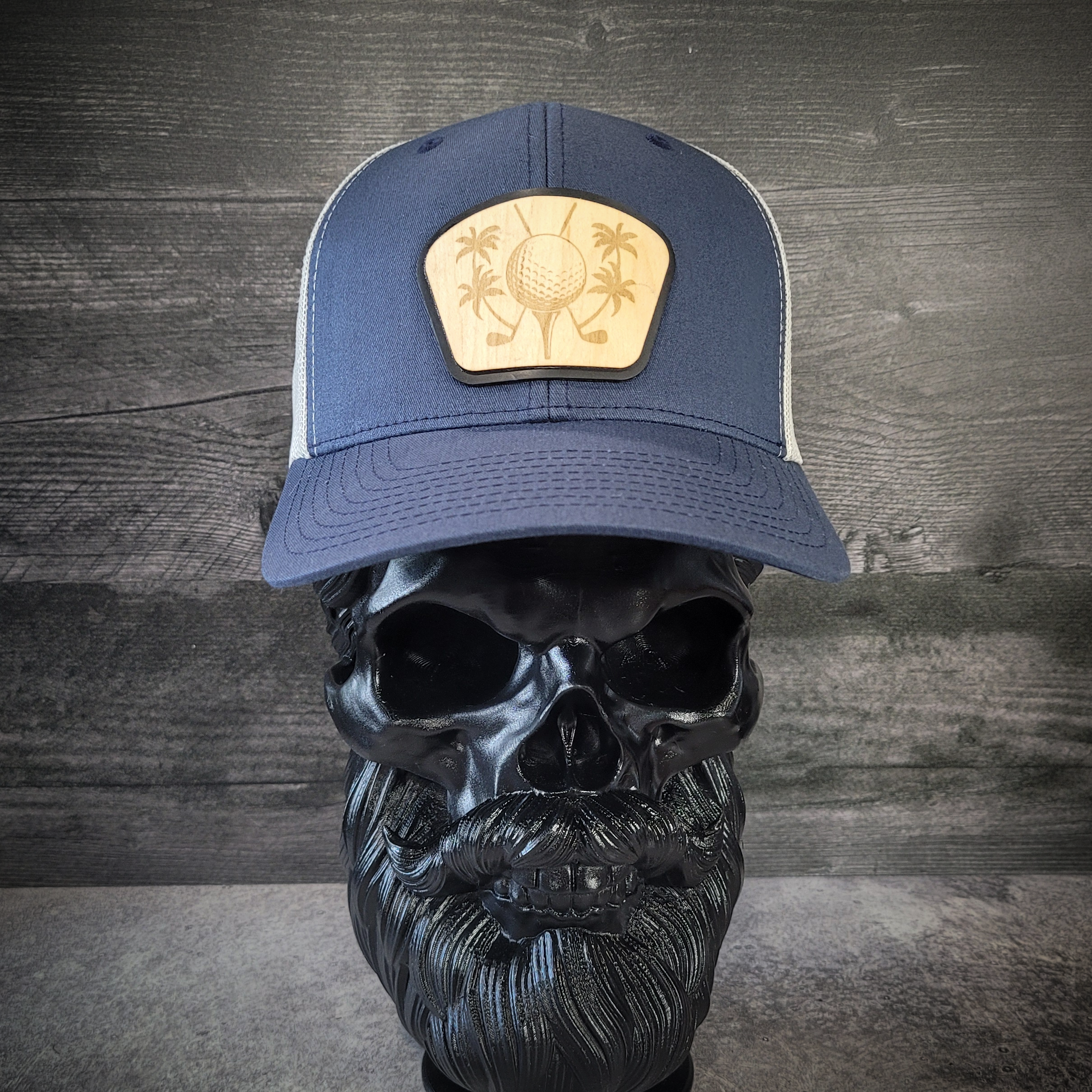 ⛳🌴 The Palm Tee – Tropical Golf Wooden Patch Hat