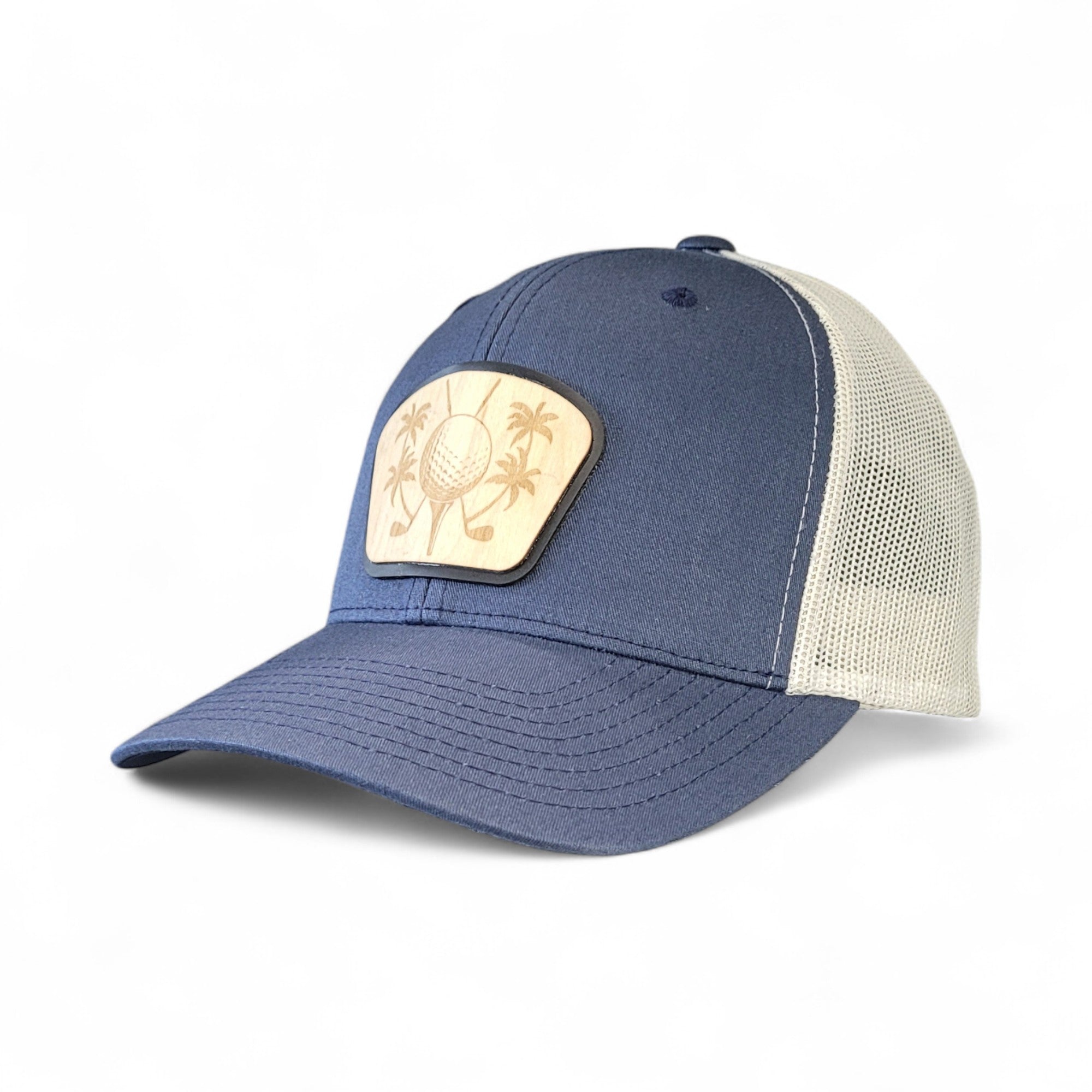 ⛳🌴 The Palm Tee – Tropical Golf Wooden Patch Hat
