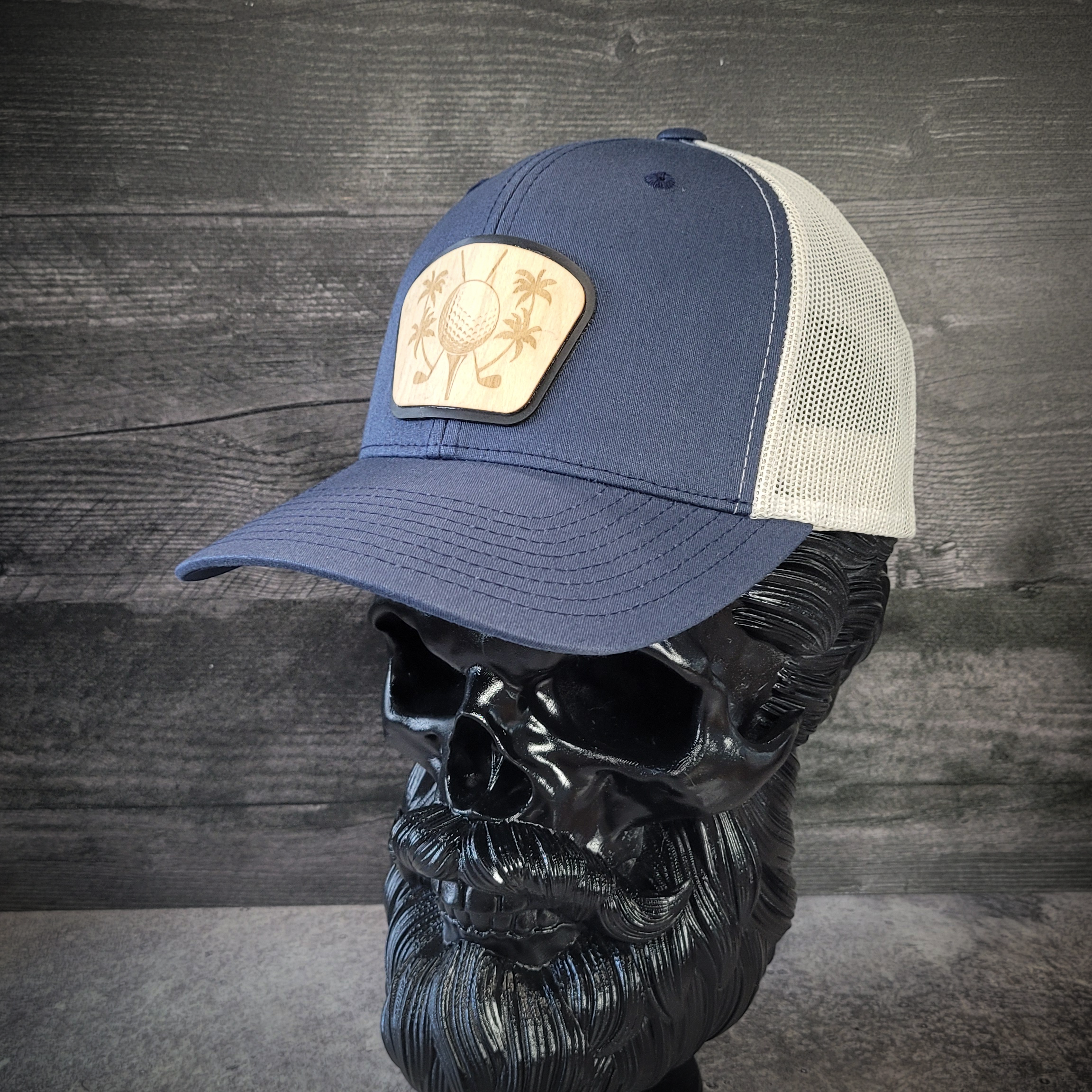 ⛳🌴 The Palm Tee – Tropical Golf Wooden Patch Hat