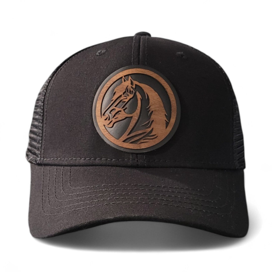 🐎Hold Your Horses Women’s Ponytail Hat – Horse Wooden Patch Hat
