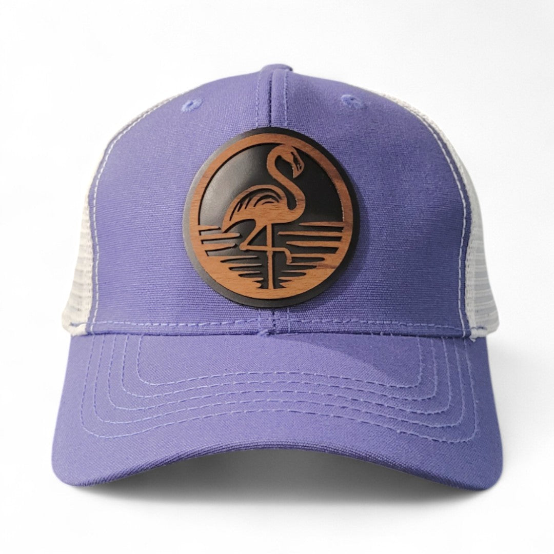 š¦©Flamingo Vibes Womenās Ponytail Hat ā Wooden Patch Hat
