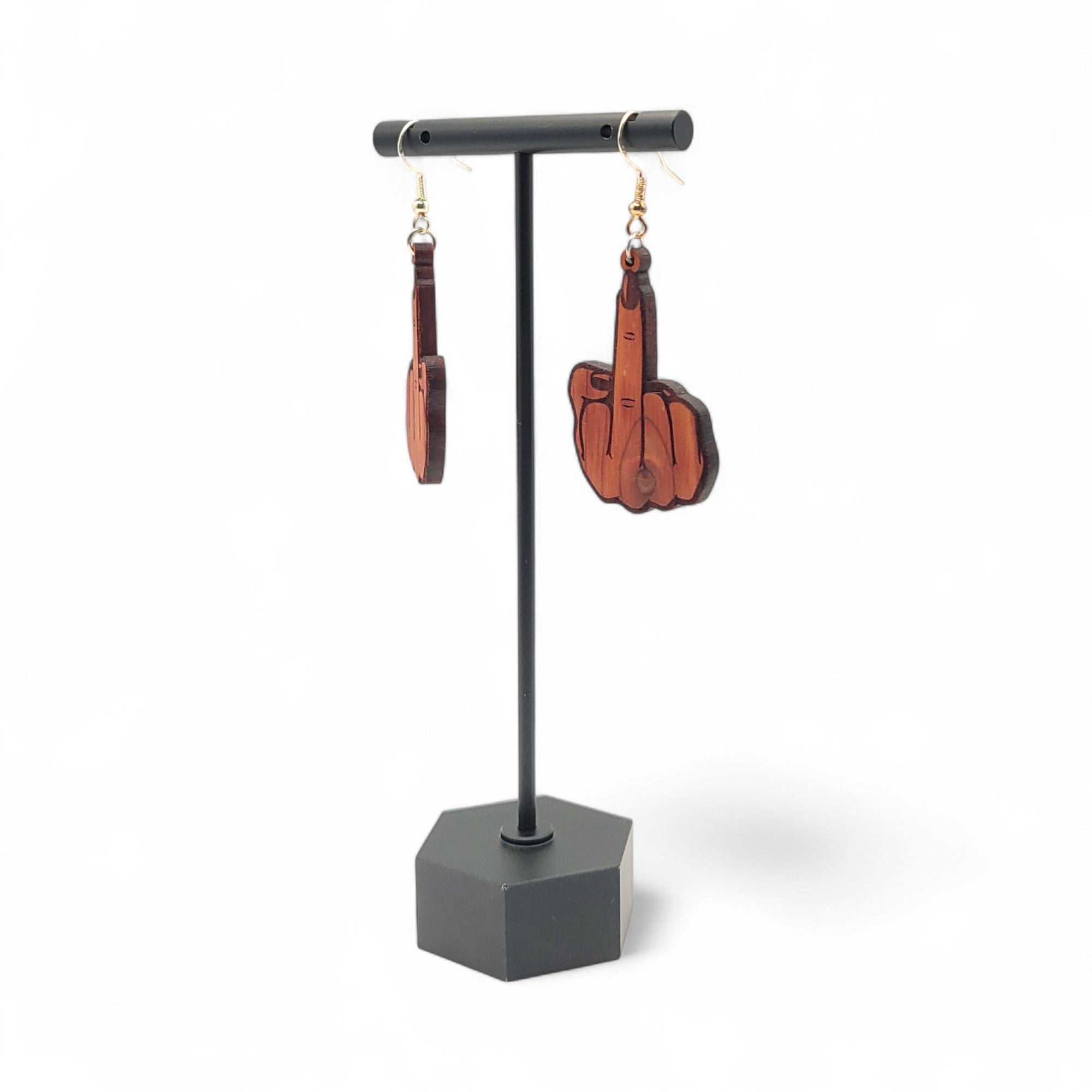 🖕💁♀️✨Flipping Fabulous – Wooden Middle Finger Earrings
