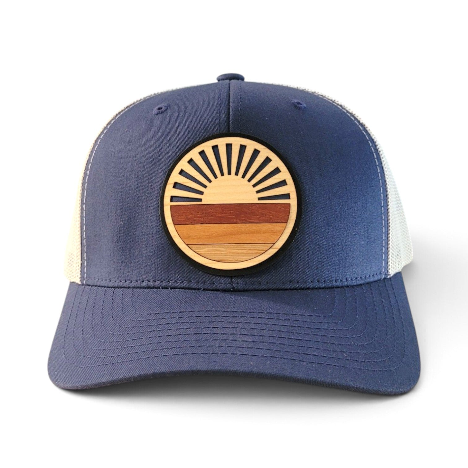 Retro Sunrise Wood Patch Hat
