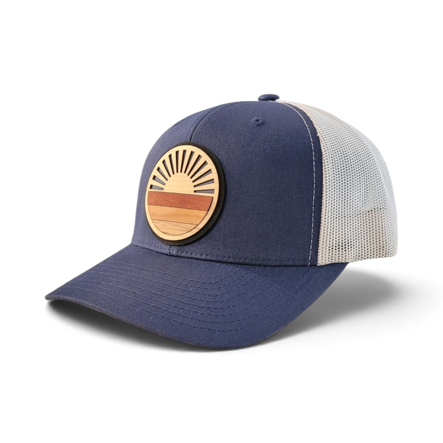 Retro Sunrise Wood Patch Hat