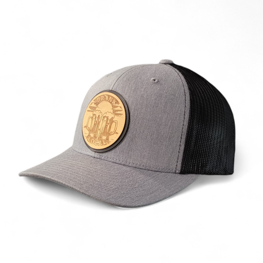 Drink Local – Beer Mugs Wooden Patch Hat - 4 Arrows Creations