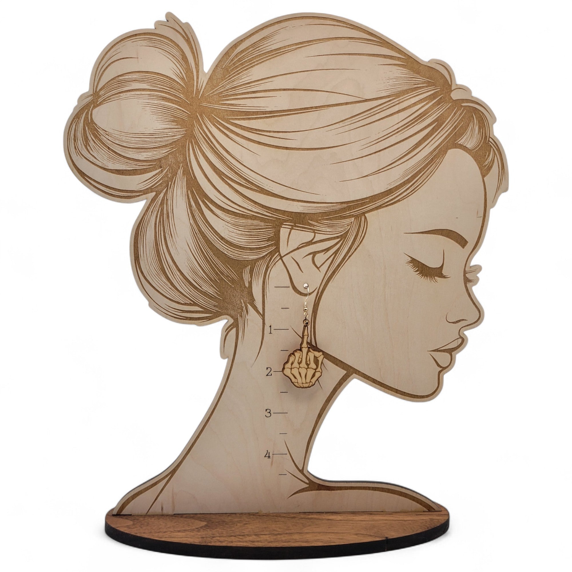 Flippin' Dead – Skeleton Middle Finger Wood Earrings - 4 Arrows Creations