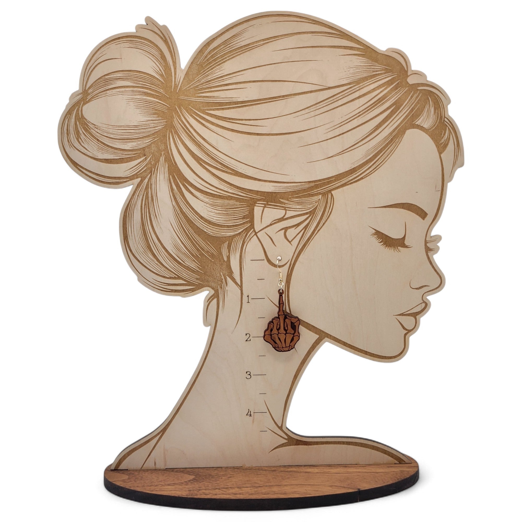 Flippin' Dead – Skeleton Middle Finger Wood Earrings - 4 Arrows Creations