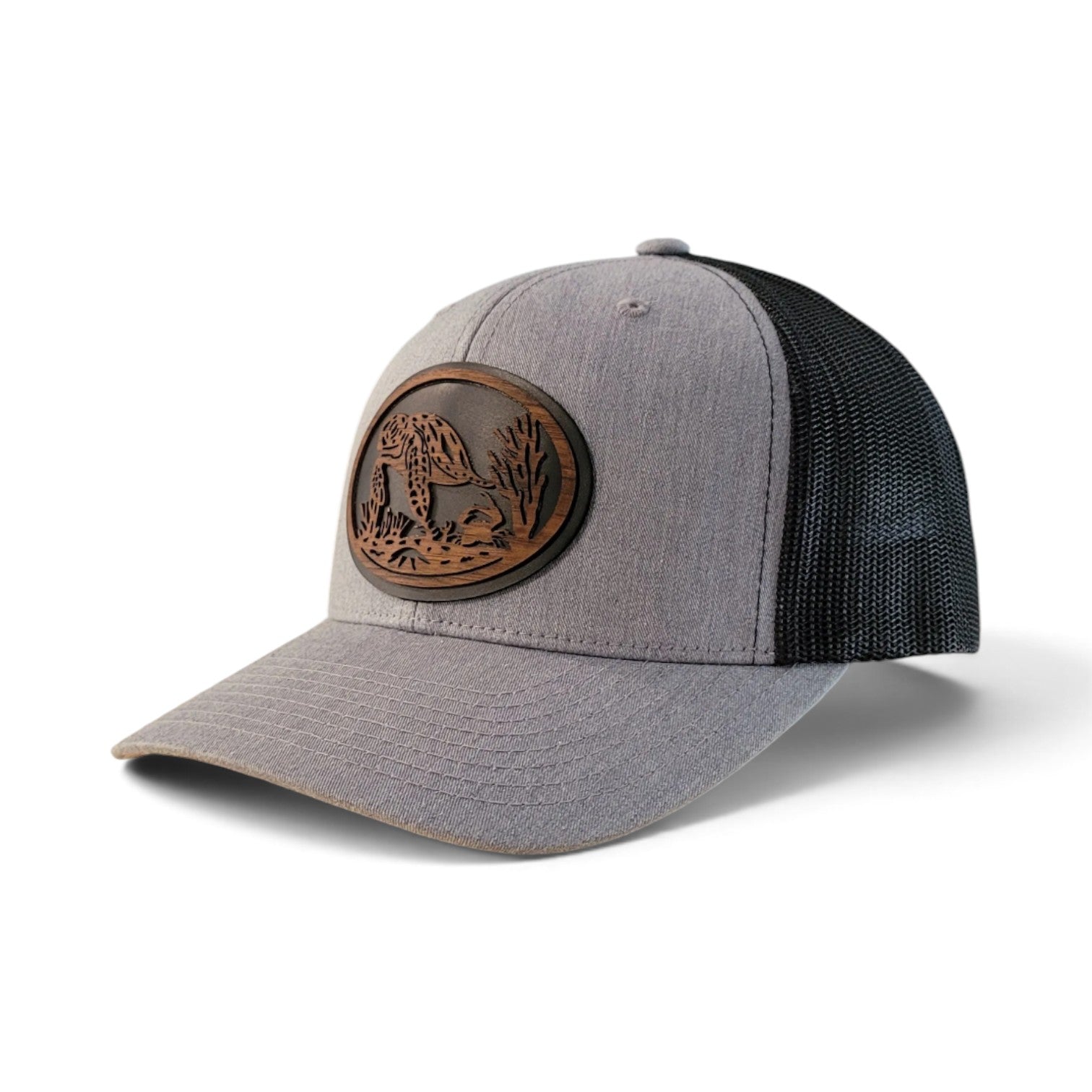 The Shell Seeker | Sea Turtle Wooden Patch Trucker Hat