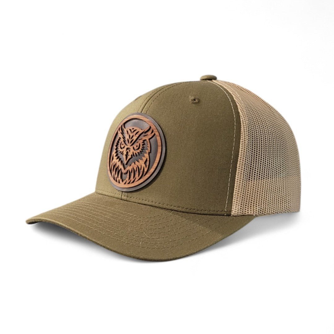 Moonlight Hunter – Owl Wooden Patch Hat - 4 Arrows Creations