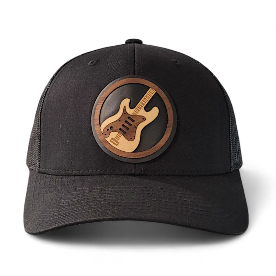 Riff Master – Electric Guitar Wooden Patch Hat - 4 Arrows Creations