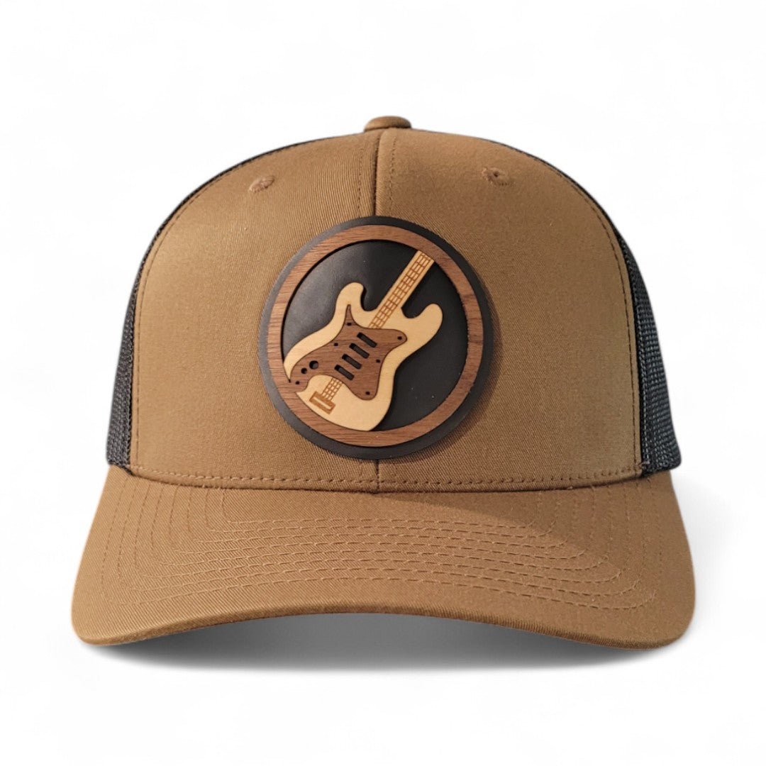 Riff Master – Electric Guitar Wooden Patch Hat - 4 Arrows Creations